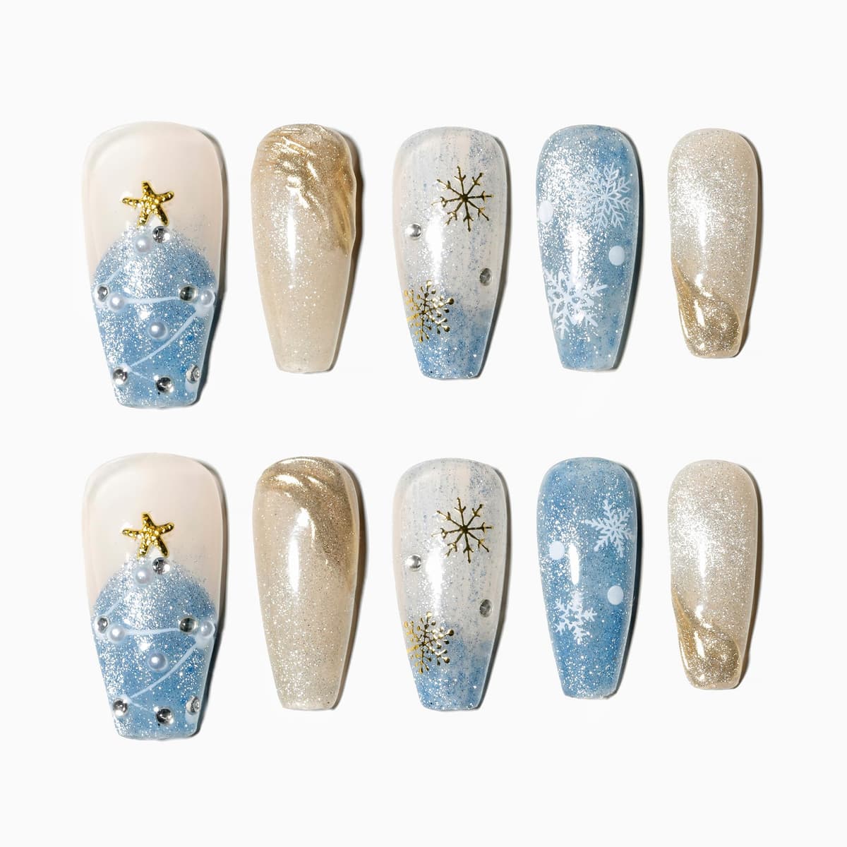 Sun&Beam Nails Handmade Press On Nail Long Coffin Ballerina Pink Flower Acrylic Fake Tip 3D Design Art Charms Cute with Storage Box 10 Pcs (S) — view 144