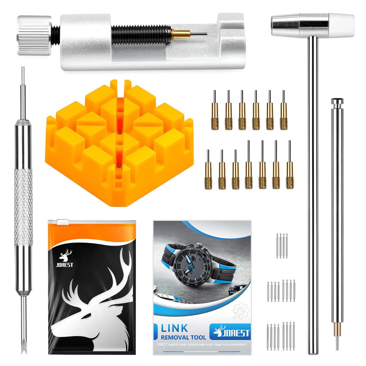 JOREST Herramientas Ajusta Correas de Reloj, Acortar y Cambiar Correa Relojes, Kit Reparacion para Quita Eslabones, Extractor Pasadores Relojero — view 9
