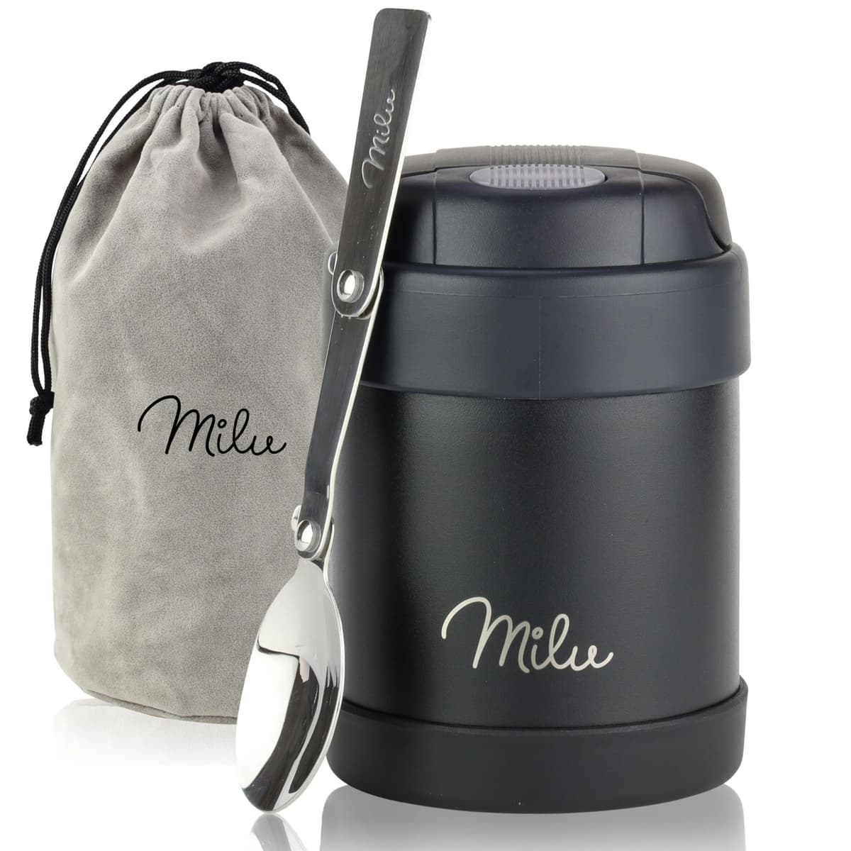 Milu Termo para Comida 450 ml Taza Aislada, Botella de Acero Inoxidable Aislada Alimentos, Beber y sopa de los niños de adultos Térmico (450ml/Verde Azul) — view 24