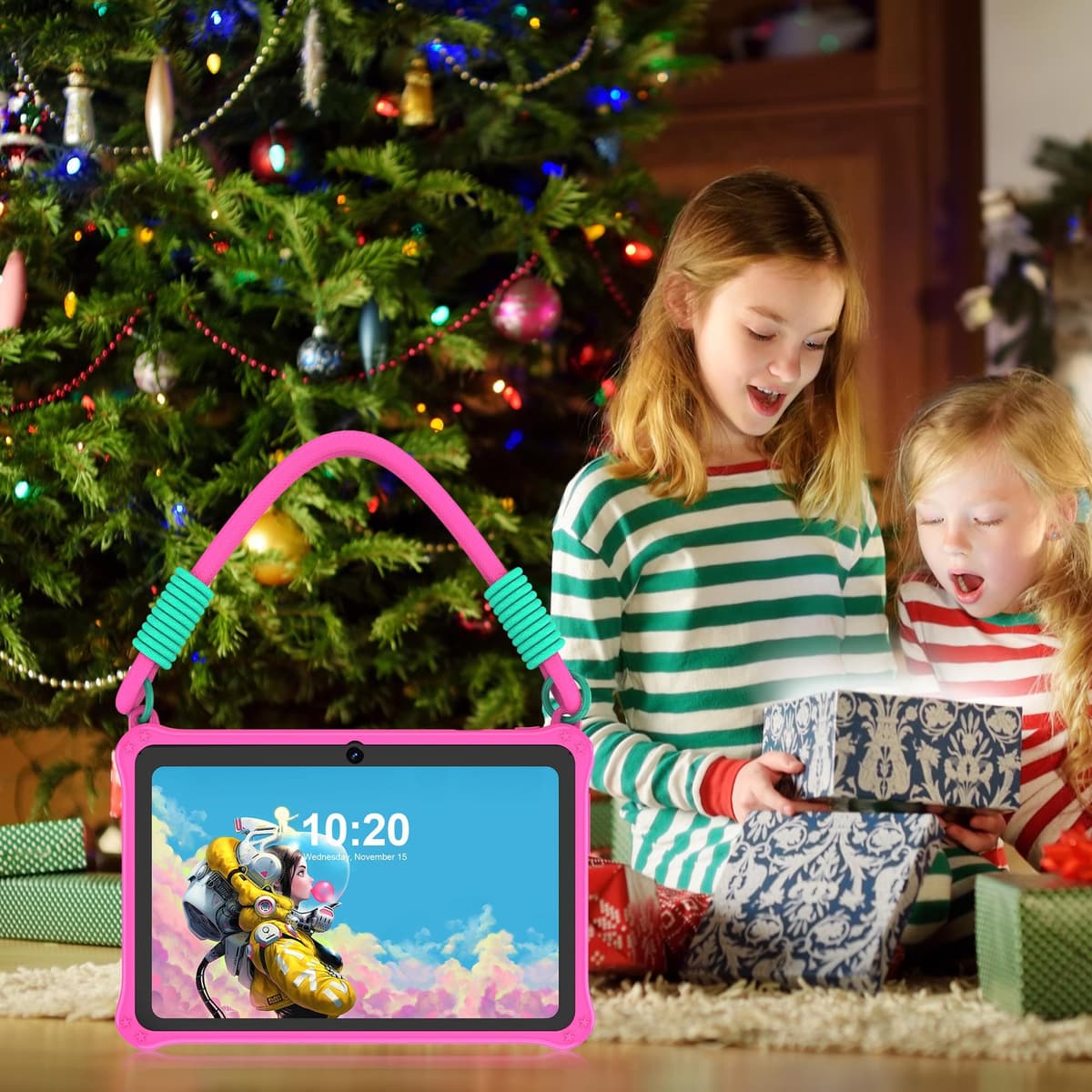 GOZZGEAR Android 13 Kids Tablets 7 inch for Toddler, Parental Control, Free Kids APP, 32GB, Expandable 512GB, 3500Mah, WiFi Dual Camera with Eye Protection, Pink — view 2