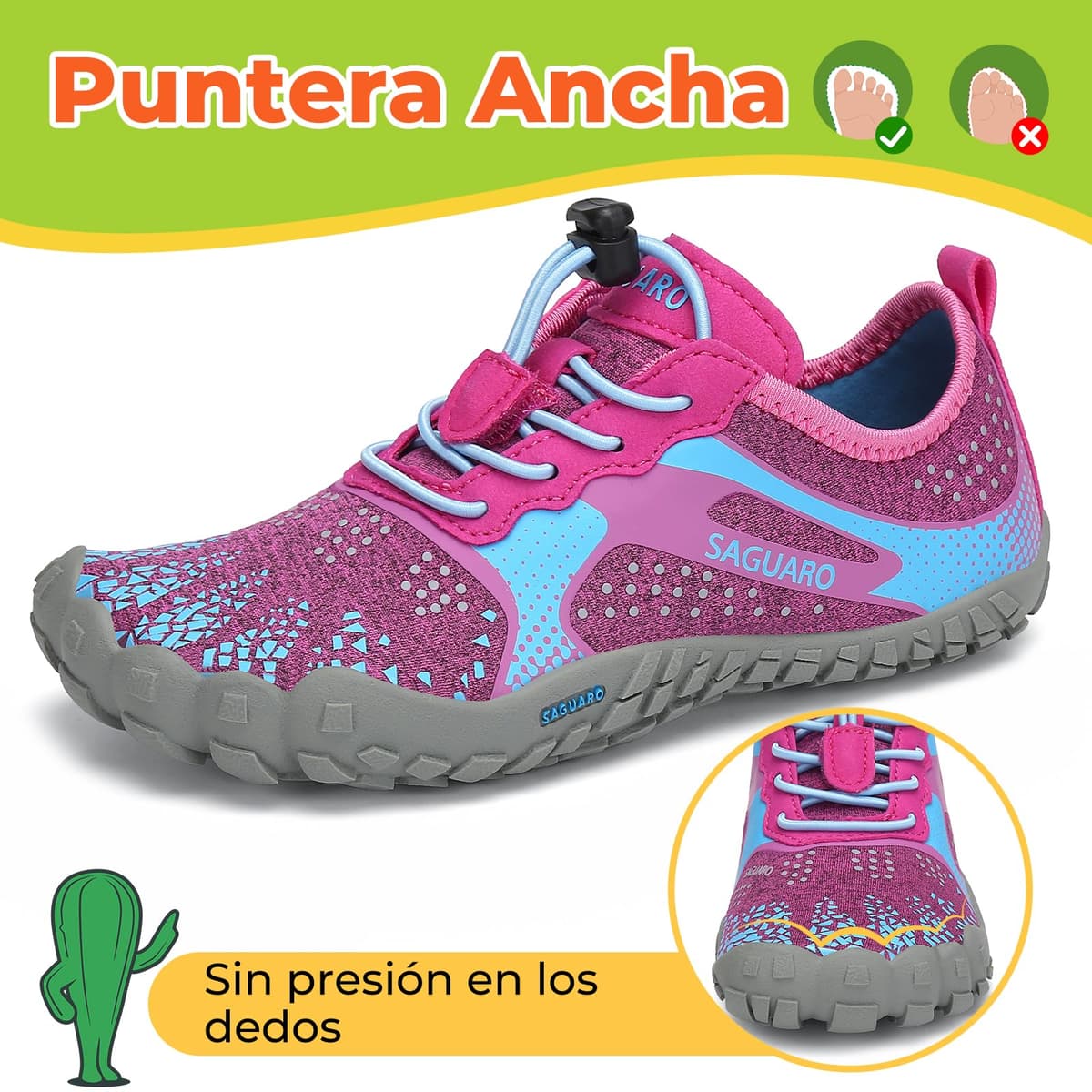 SAGUARO Barefoot Zapatillas Minimalista Comodas Zapatillas de Trail Running per Niños Niñas, Gr.24-36 — view 2