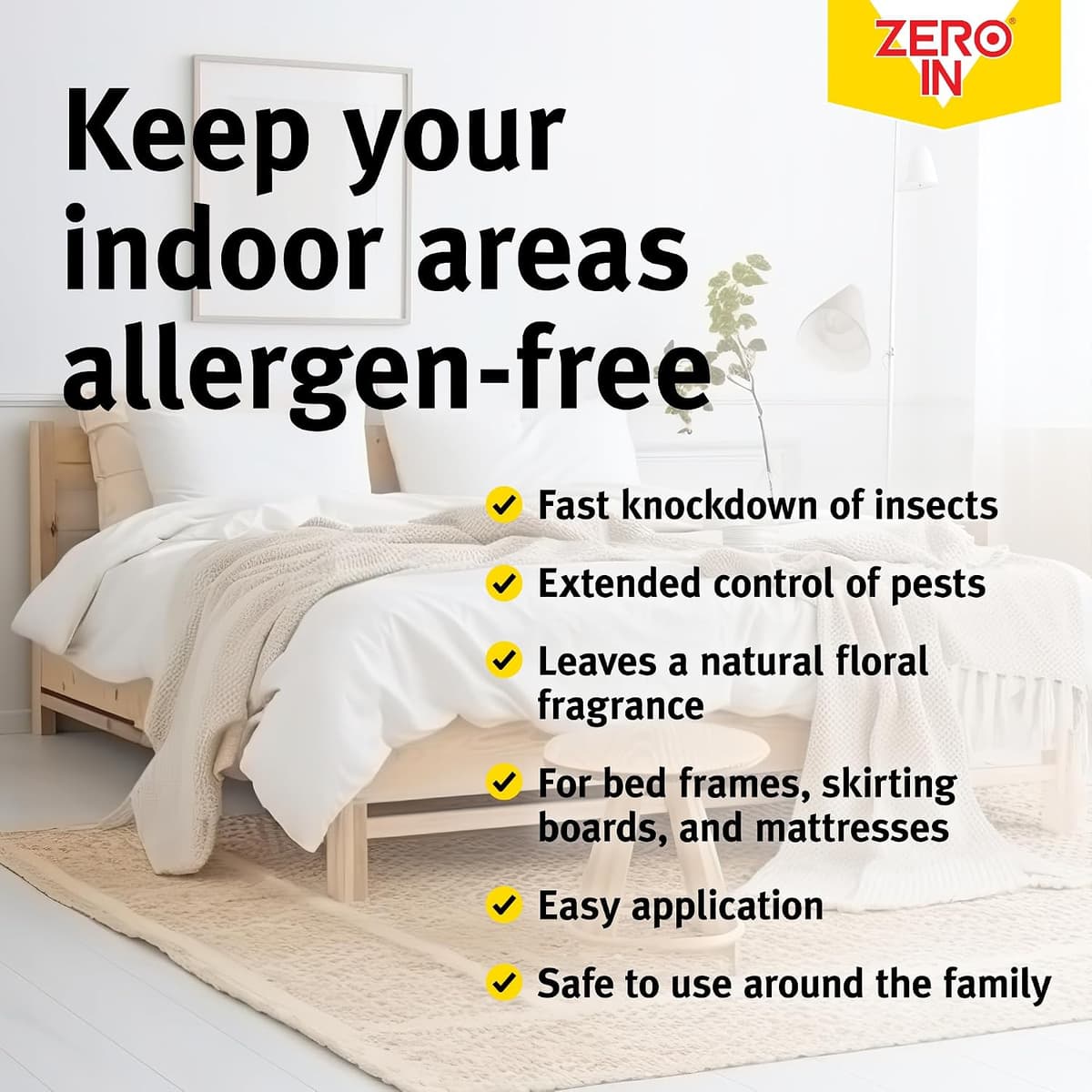 Zero In Bed Bug & Dust Mite Killer – Bed Bug Spray for Mattress, Bed Frames & Furnishings - Fast-Acting Aerosol Surface Treat — view 5