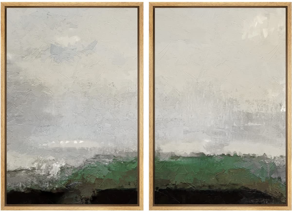 MUDECOR Framed Canvas Print Wall Art Set Watercolor Pastel Duotone Tan Landscape Abstract Shapes Illustrations Modern Art Decorative Contemporary for Living Room, Bedroom, Office - 24"x36"x2 Natural — view 49