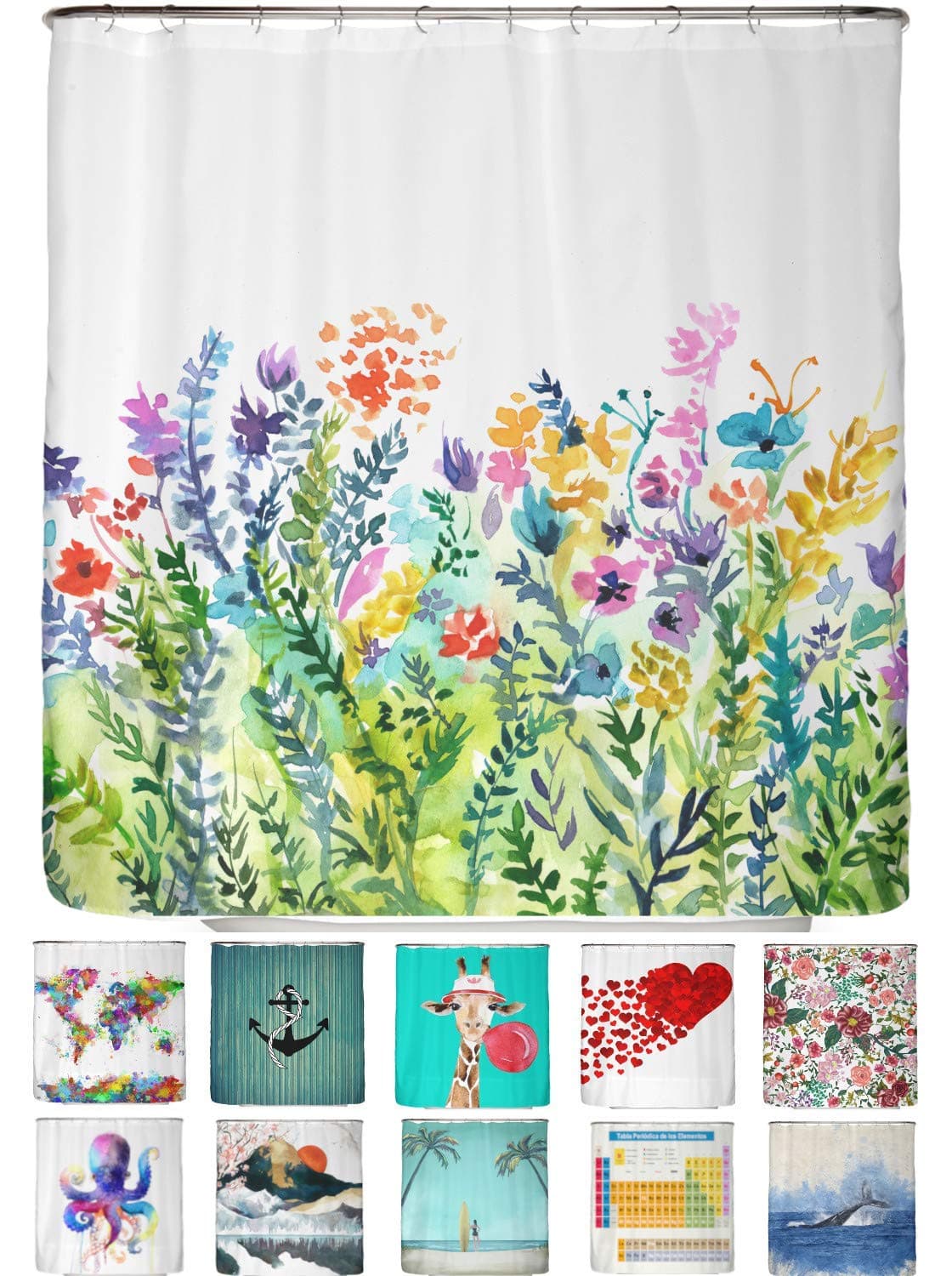 arteneur® - Cortina de Ducha 180x200 - Cortina de Baño Antimoho de Tela, Impermeable, Lavable y Opaco con Dobladillo Ponderado y Anillas (Tabla Periódica Española) — view 171