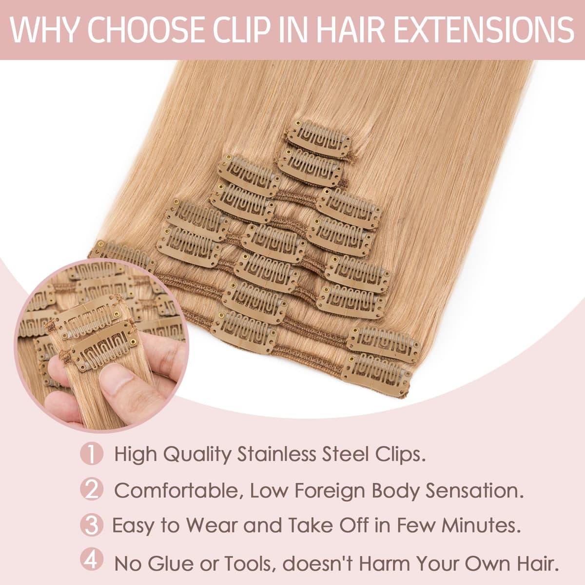 Silk-co 10inch Hair Extensions Clip in Hair Extension Human Hair #04 Medium Brown -Basic Thickness-Thin Weft- 8 Pieces Real Remy Straight Hair Extensions[50g] — view 199