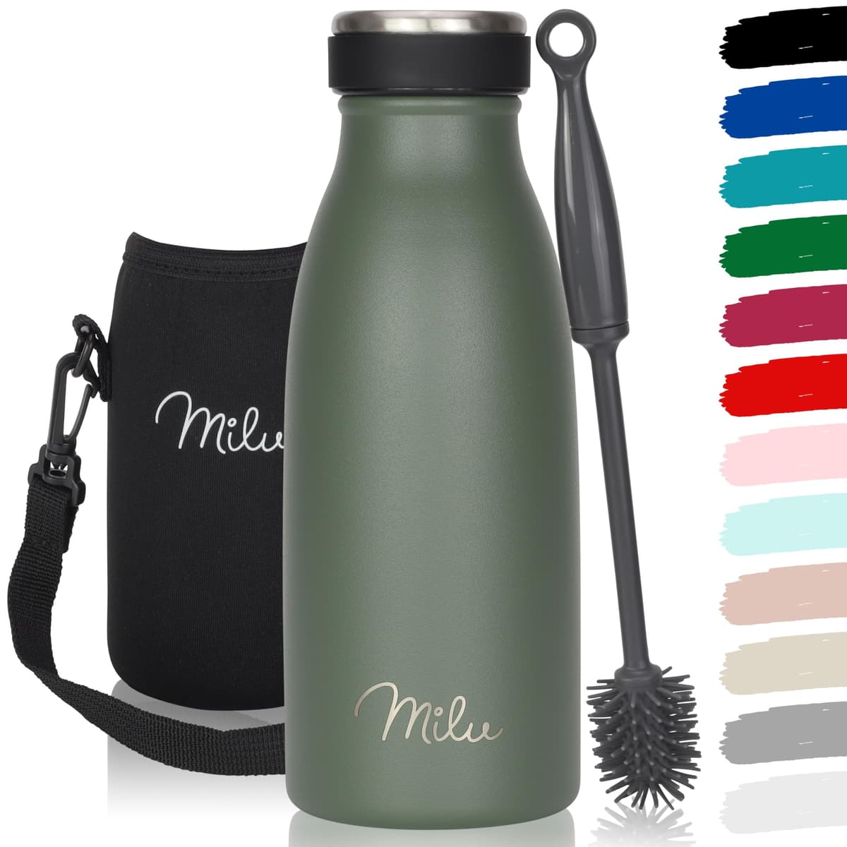 Milu Stainless Steel Drinking Bottle 1500 ml - Insulated Thermo Flask for Water - Leak Proof, Insulated and Double Walled, Carbonated (Granite Navy Blue, 1,5L) — view 35