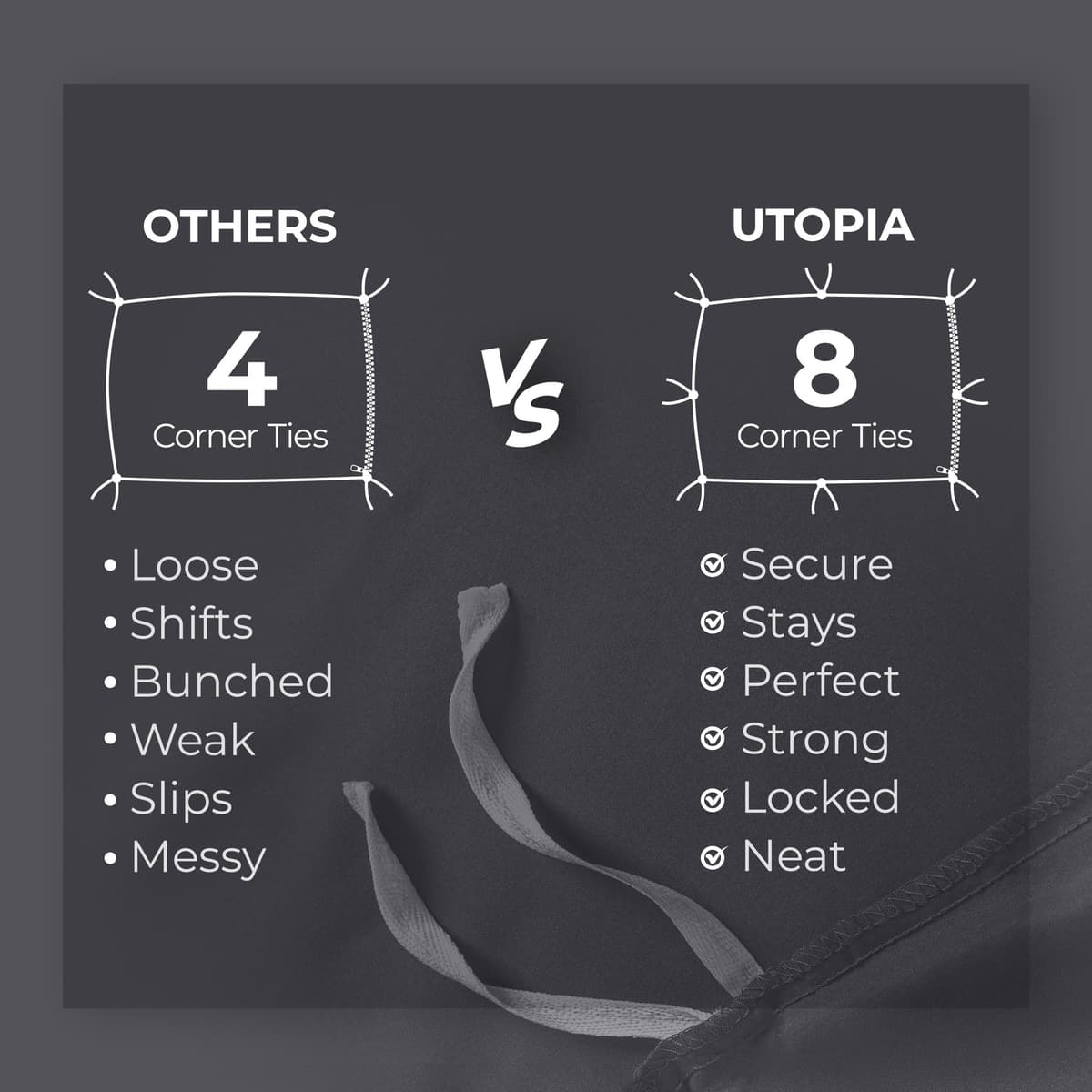 Utopia Bedding Duvet Cover Double - Soft Microfibre Polyester - Bedding Quilt Cover Set, with Pillow cases (Grey) — view 7