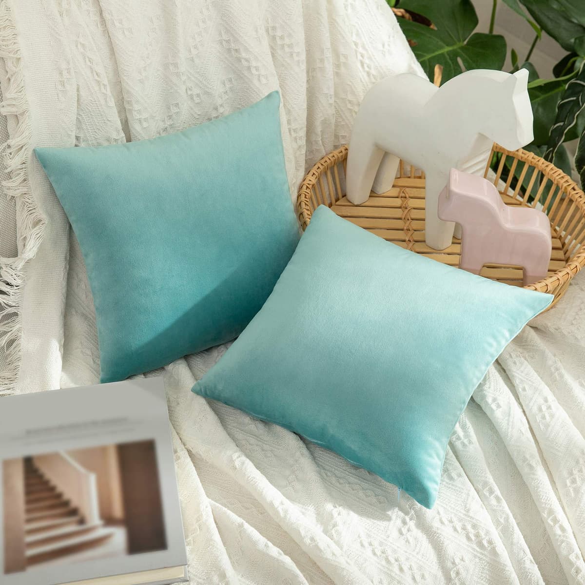 MIULEE Pack of 2 Fall Velvet Soft Solid Decorative Throw Pillow Covers Square Cushion Cases for Sofa Couch Bedroom Living Room Car Home Decor 18 x 18 Inch 45 x 45 cm Orange — view 57