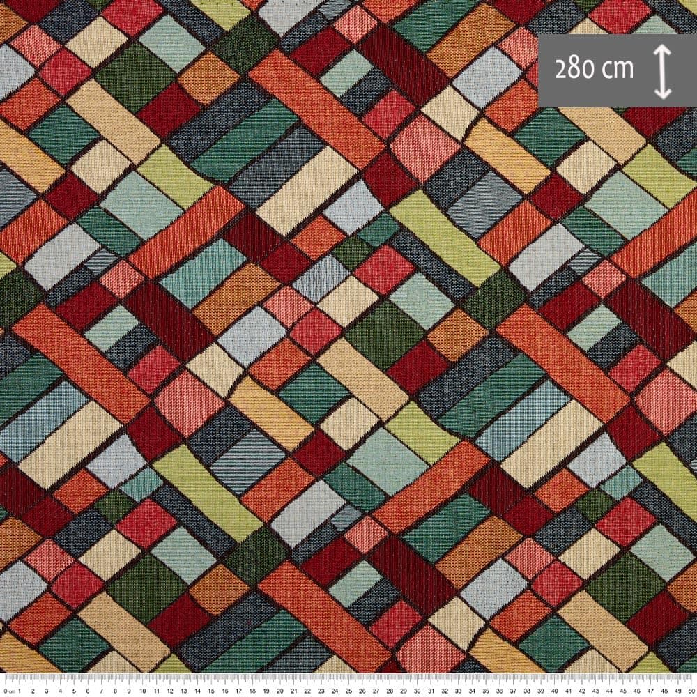 Kt KILOtela - Tela Tapicería, Jacquard Gobelino, Tapizar Sillas, Cojines, Cabecero, Sofá, Bolsos, Resistente al Desgaste, Costura, 100 cm Largo x 280 cm Ancho, Geométrico, Multicolor, 1 metro — view 5