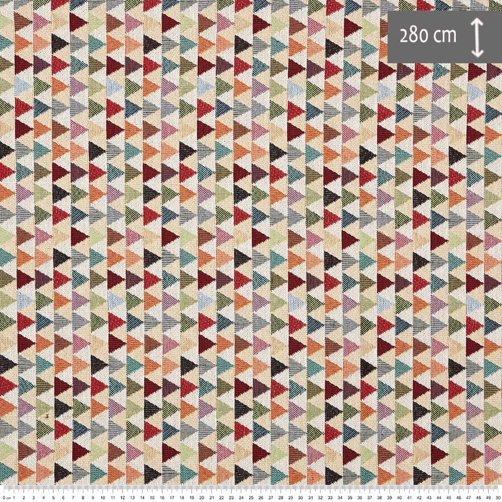 Kt KILOtela - Tela Tapicería, Jacquard Gobelino, Tapizar Sillas, Cojines, Sofá, Resistente, 100 cm Largo x 280 cm Ancho, Triángulos, Multicolor, Beige - 1 Metro — view 3