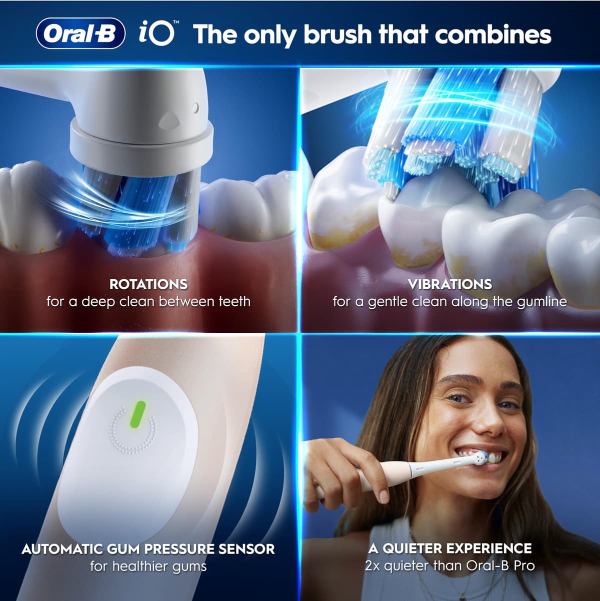 Oral-B iO2 Electric Toothbrush, 1 Gentle Care Toothbrush Head, 1 Travel Case, 1 Travel Refill Holder, Toothbrush for Adults (Calm Pink), Designed by Braun, 2 Pin Plug — view 4