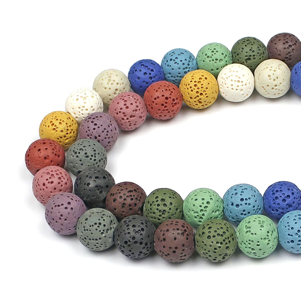 MJDCB 8mm 43 piezas Cuentas de Piedra Difusor de Aceites Esenciales Lava Multicolor Redondas Sueltas Piedras Semipreciosas Naturales para Hacer Joyas Pulseras Collares