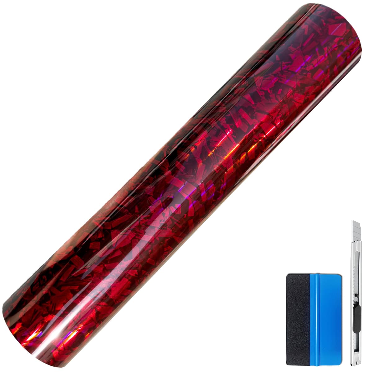 NewL Forged Carbon Fiber Gloss Red Vinyl Wrap Sticker Free Bubble Air Release DIY Decal Car Auto Vehicle Morotcycle Self Adhesive (Red-Silver, 30cm x 100cm) — view 32
