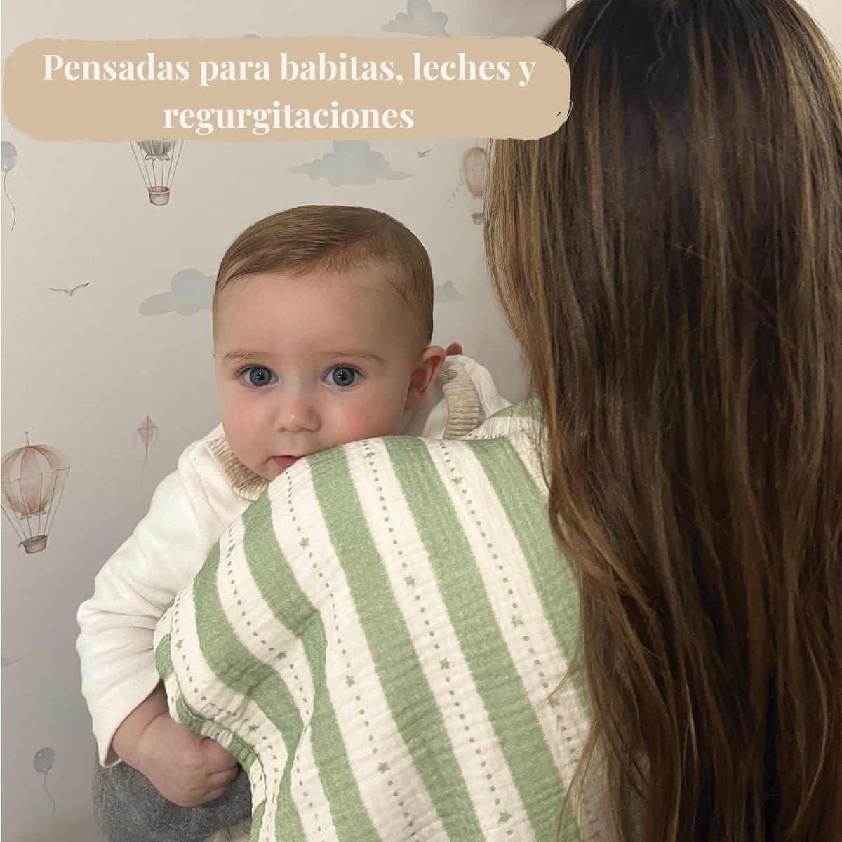 Pack de 3 Muselinas bebé algodón 100% orgánico Gots 60x30cm- Gasas de Muselina Suaves y Rizo Absorbente- Salvababas bebés Multiusos- Regalos para recién Nacidos niño y niña (Verde Salvia) — view 4
