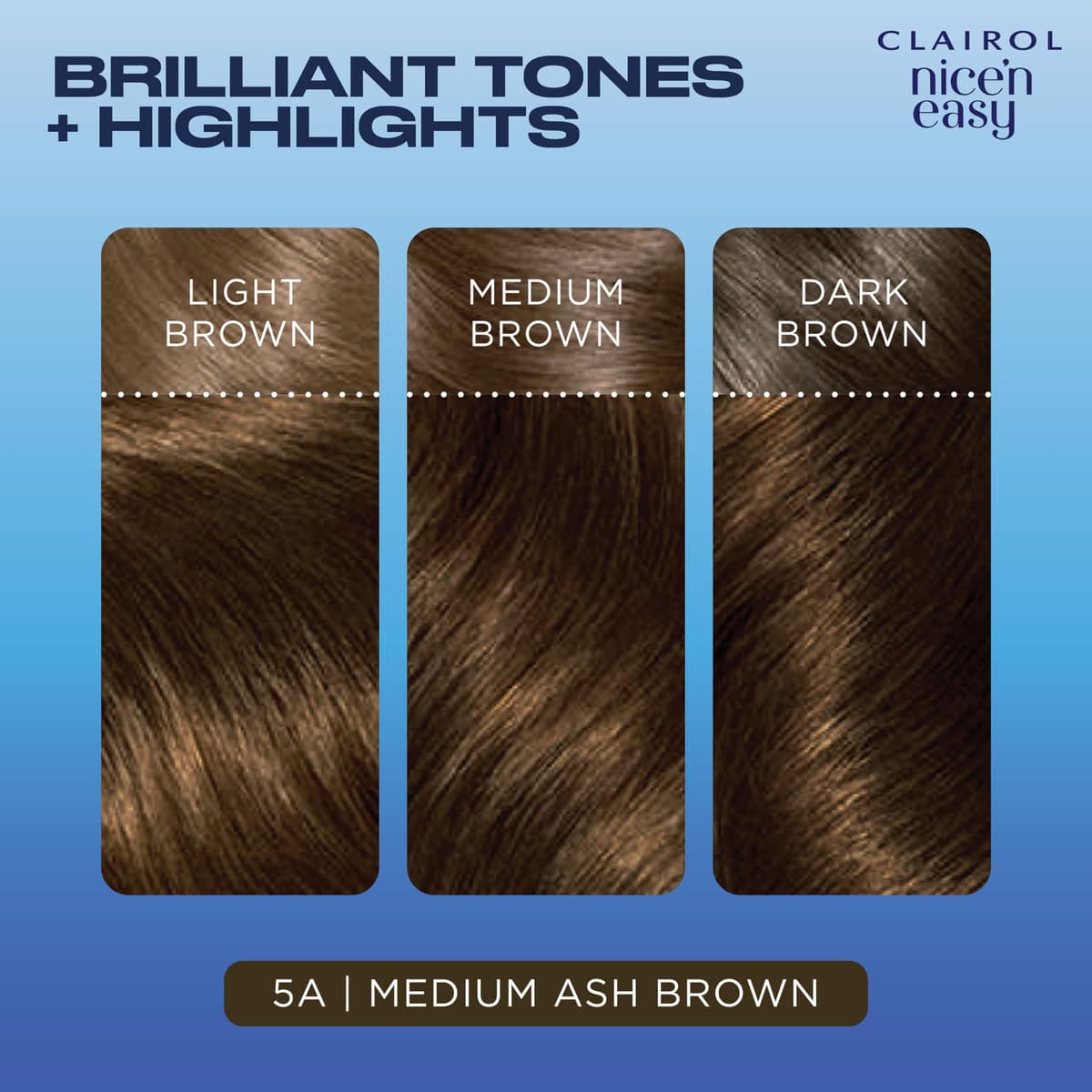 Clairol Nice'n Easy Crème, Natural Looking Oil Infused Permanent Hair Dye, 5A Medium Ash Brown — view 3
