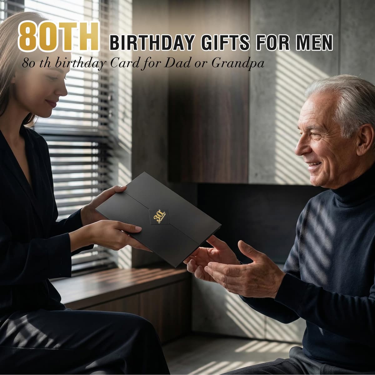 back in 1946 80th Birthday Gifts for Men & Women - 80th birthday Card for Dad,Grandad,Mum,Grandma - 80 Year Old Decorations - Black Tri-Fold Greeting Card - Perfect 1946 Poster Gift Ideas — view 4