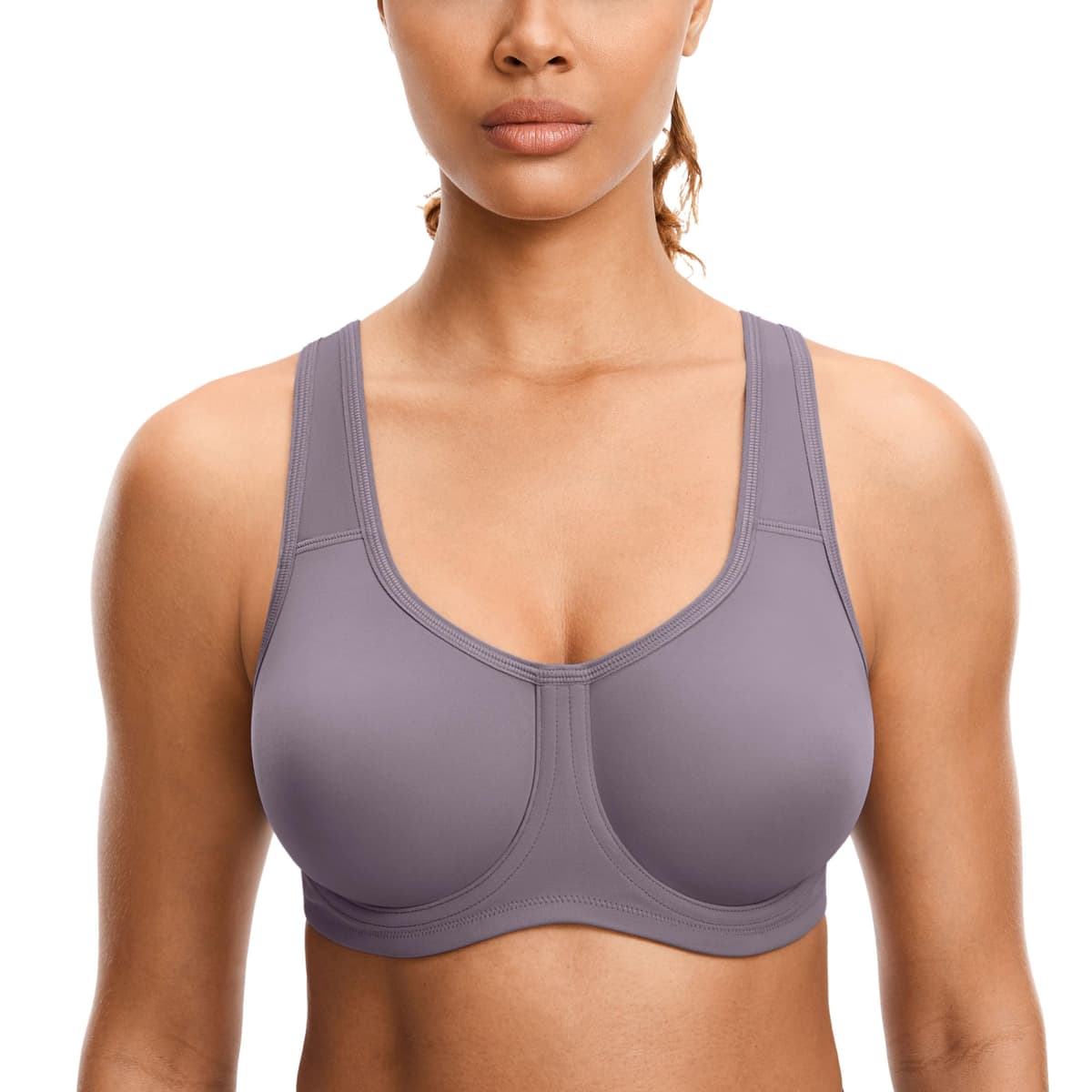 SYROKAN Women's Max Control Solid High Impact Plus Size Underwire Sports Bra for Large Breasts — view 18