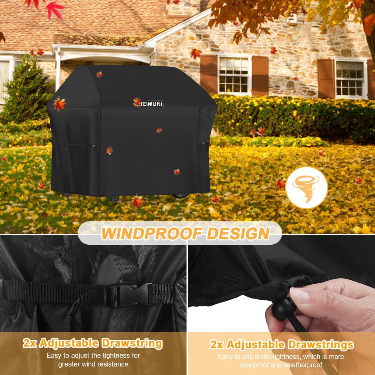 Funda Barbacoa Exterior, Funda Barbacoa para Weber Spirit 200 Serie, Funda Parrilla Exterior Impermeable Cubierta de Barbacoa para Weber Spirit II 200 Series, Spirit II E210 (125x46x110cm) — view 3
