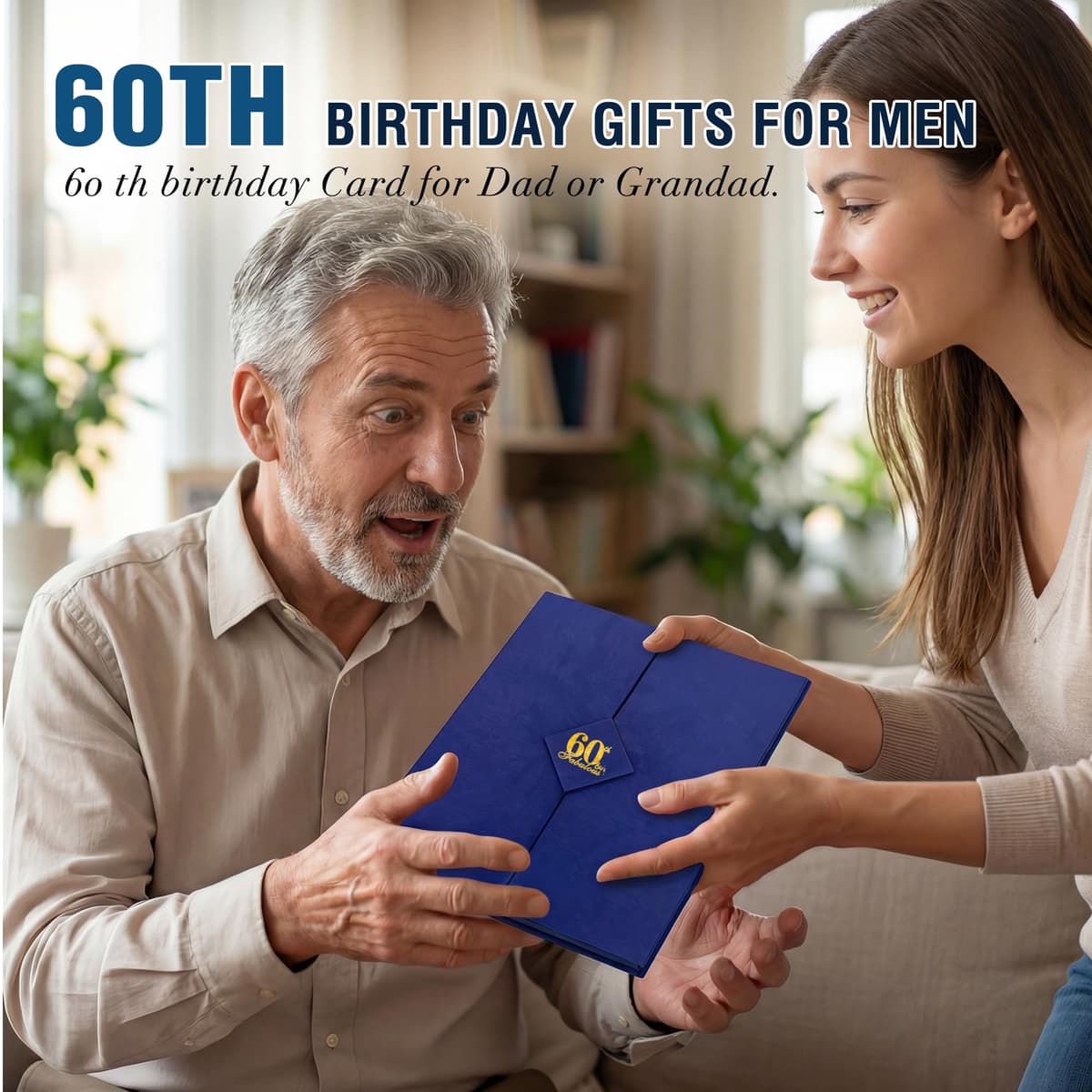 back in 1966 60th Birthday Gifts for Men - Large 60th birthday Card for Dad,Husband - 60 Year Old Blue Decorations Male - Tri-Fold Greeting Card - Perfect 1966 Poster Gift Ideas — view 4