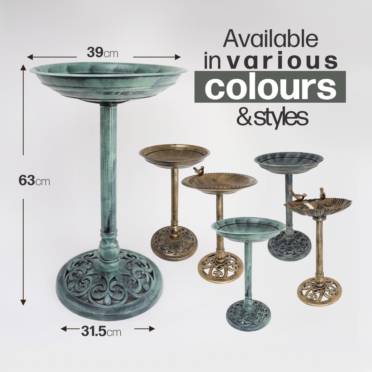 DIVCHI Bird Bath for Garden Freestanding Birdbaths Wild Birds Baths Feeder Bowl Pedestal Birdbath for Outdoors Patio Yard & Lawn Décor (Light Green Classic Bird Bath) — view 5