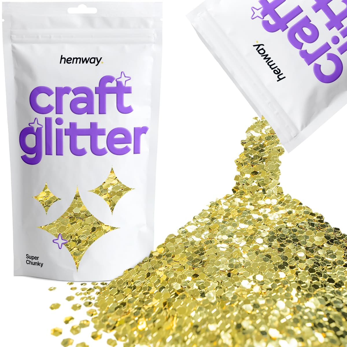 Hemway - Purpurina para manualidades, vasos, resina, epoxi, uñas, cera, álbumes de recortes, cristal, decoración de escuelas: dorado holográfico, gruesa (0,6 mm), 100 g — view 90