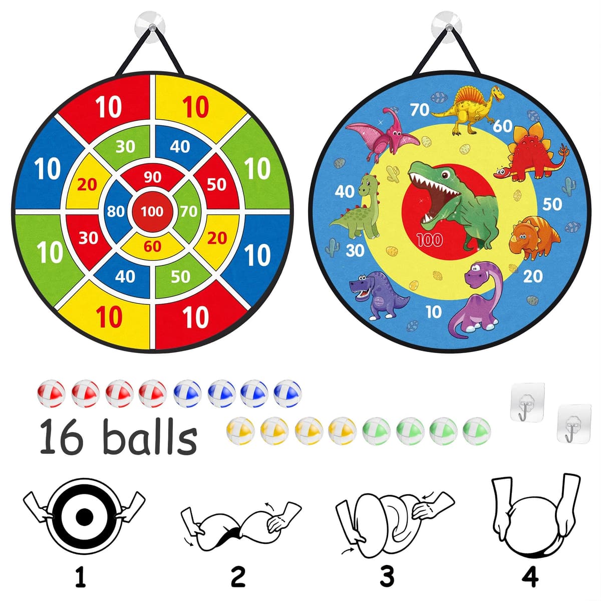 TOMYOU Toy Sports Tablero de Dardos de Doble Cara con Bolas Adhesivas, Juegos de Fiesta para Interiores y Exteriores, Agarre Firme Tablero De Dardos con Juego De Lanzamiento,66cm — view 3