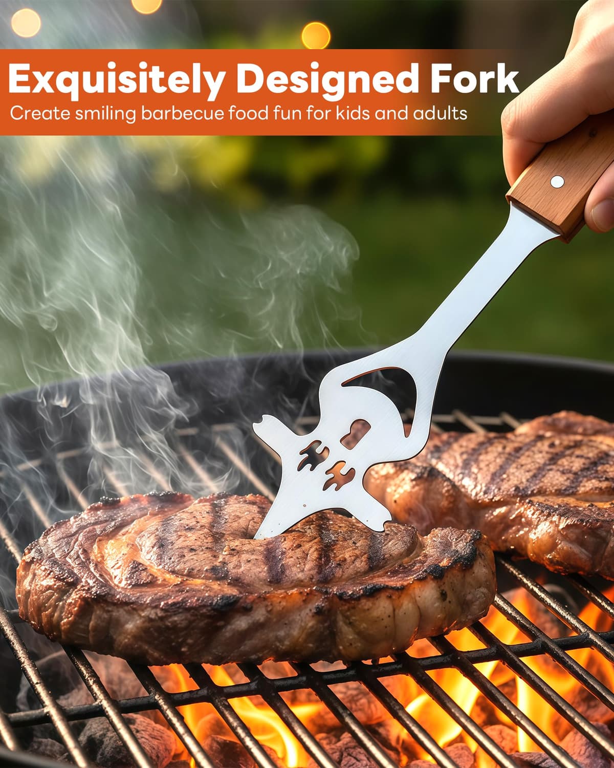 3 Pcs Multifunction Barbecue Tool Set for Men Gift Birthday with Grill Spatula, Tongs, Fork Heavy Duty Barbecue Accessories Kit with Bag for Outdoor Camping — view 4