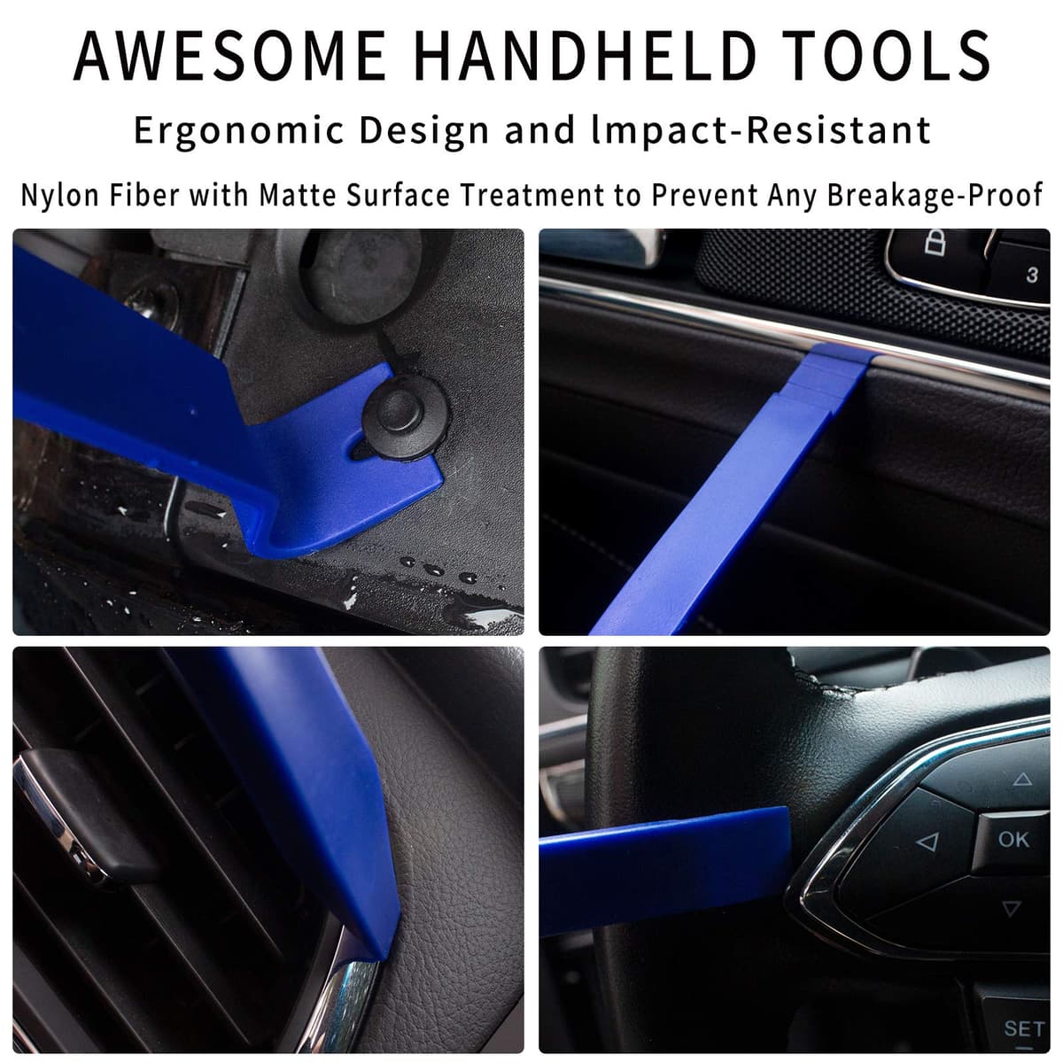 Wetado Trim Removal Tool, Car Upholstery Repair Kit, Car Door Audio Panel Trim Removal Set, Fastener Terminal Remover Tool Set Clips Pry Kit Auto Clip Pliers (8PCS Blue) — view 6