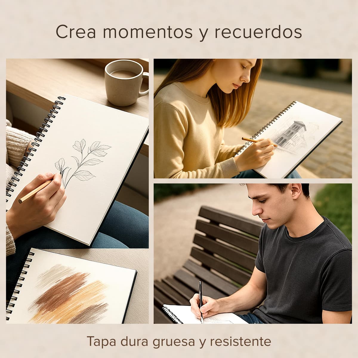 Cuaderno de Bocetos de Artista A4 - Tapa Dura, Papel muy Grueso de 200 gm2 - Encuadernado en Espiral para Niños, Profesionales, Dibujar y Hacer Bocetos - 21x29 cm, 40 hojas, 80 Páginas — view 8