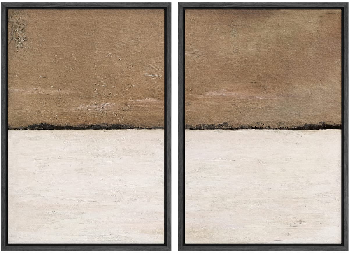MUDECOR Framed Canvas Print Wall Art Set Watercolor Pastel Duotone Tan Landscape Abstract Shapes Illustrations Modern Art Decorative Contemporary for Living Room, Bedroom, Office - 24"x36"x2 Natural — view 82