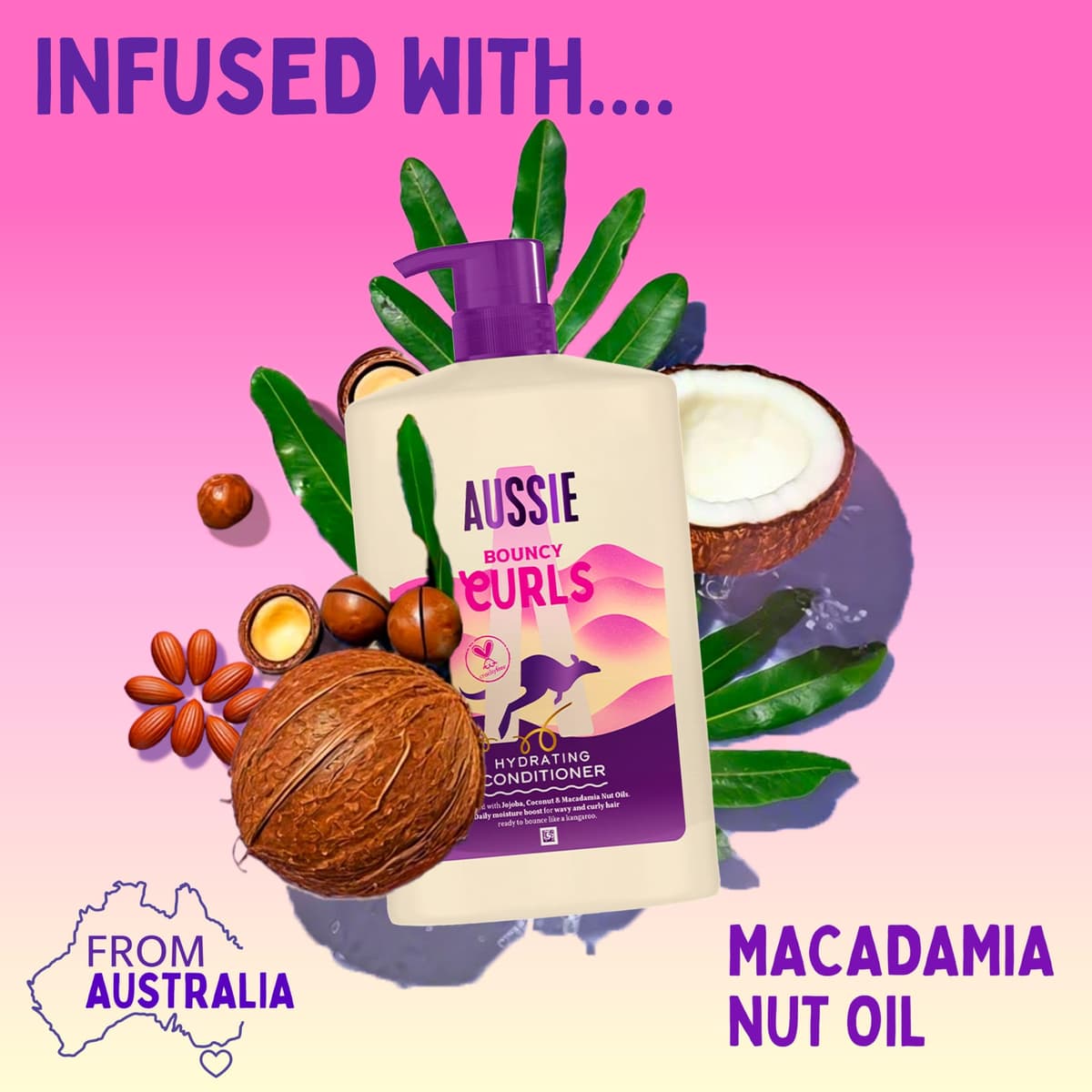 Aussie Bouncy Curls Hydrating Conditioner 1L XXL | Lightweight, no weigh down | Daily Moisture Boost for Wavy & Curly Hair | With Jojoba, Coconut & Australian Macadamia Nut Oil | Vegan & Cruelty-Free — view 4