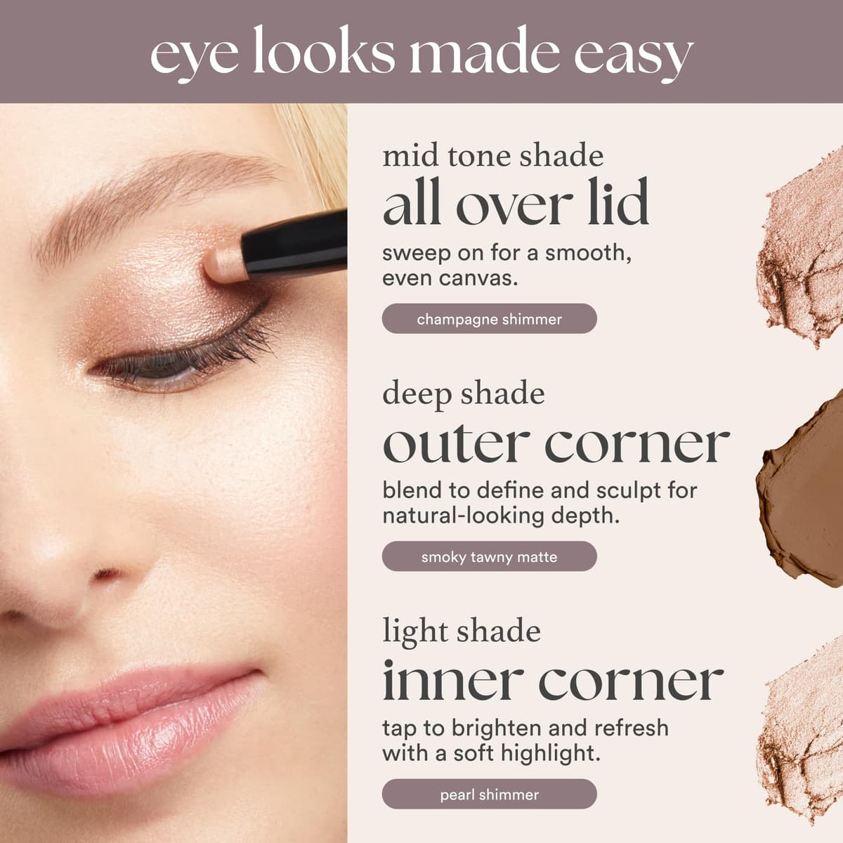 Julep Eyeshadow 101 Crème-to-Powder Eyeshadow Stick (Pearl Shimmer) Long-Lasting, Waterproof Eye Shadow - Blendable, Crease-Proof with Built-In Smudger — view 5