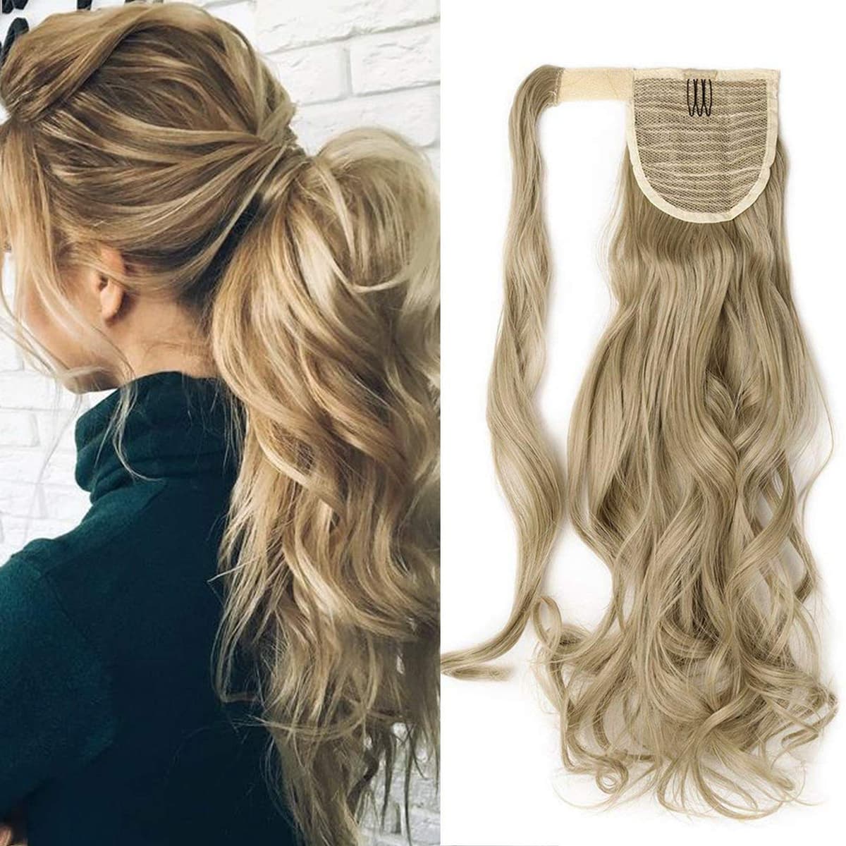 17"(43cm) SEGO Ponytail Long Synthetic Hair Looks Natural [Red Brown/Orange] Clip in Hair Extensions Curly Tail Ponytail Extension (90g) — view 26