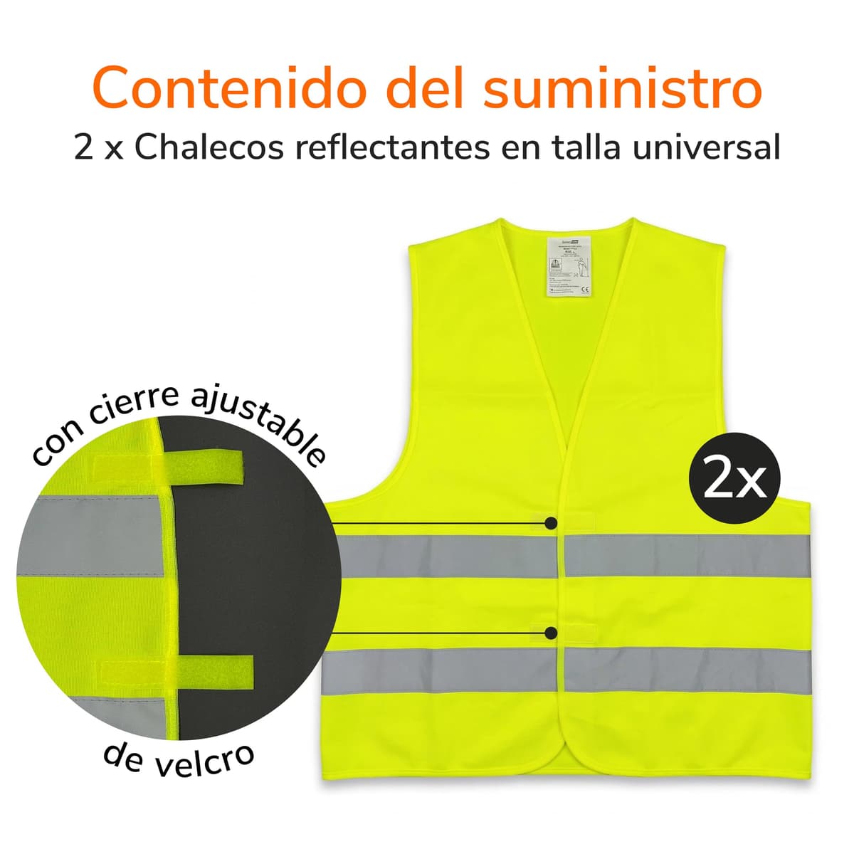 Upgrade4cars Chaleco Reflectante Coche según EN ISO 20471 Válido en Toda Europa 2 Unidades | Chalecos de Seguridad Reflectantes para Adultos Amarillo — view 5