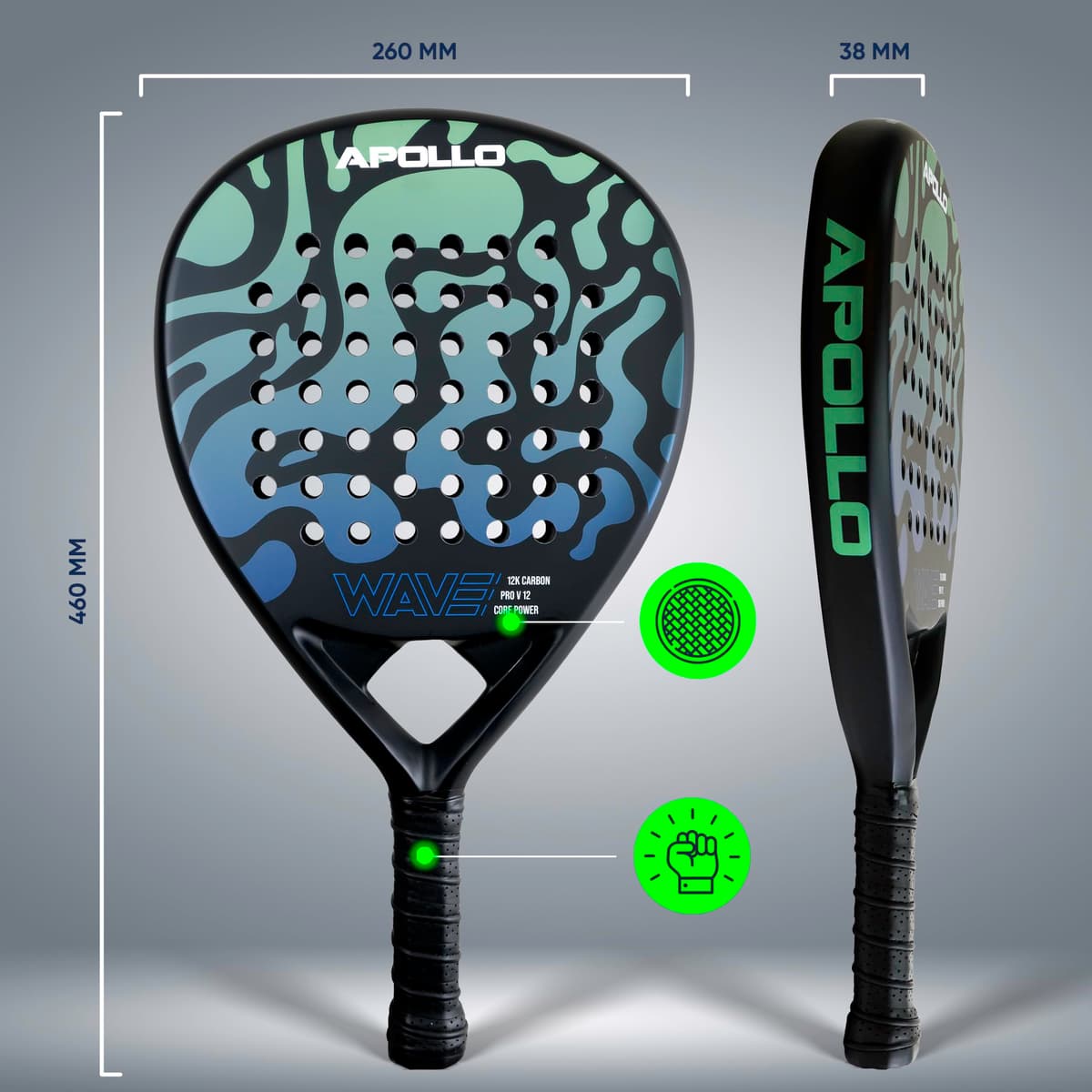 Apollo Pala de pádel - Pala de pádel para principiantes y avanzados, pala de carbono para hombre y mujer — view 2
