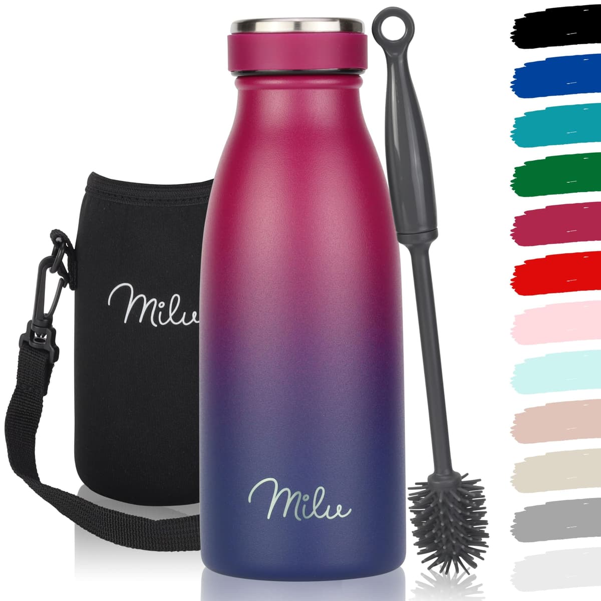 Milu Stainless Steel Drinking Bottle 1500 ml - Insulated Thermo Flask for Water - Leak Proof, Insulated and Double Walled, Carbonated (Granite Navy Blue, 1,5L) — view 101