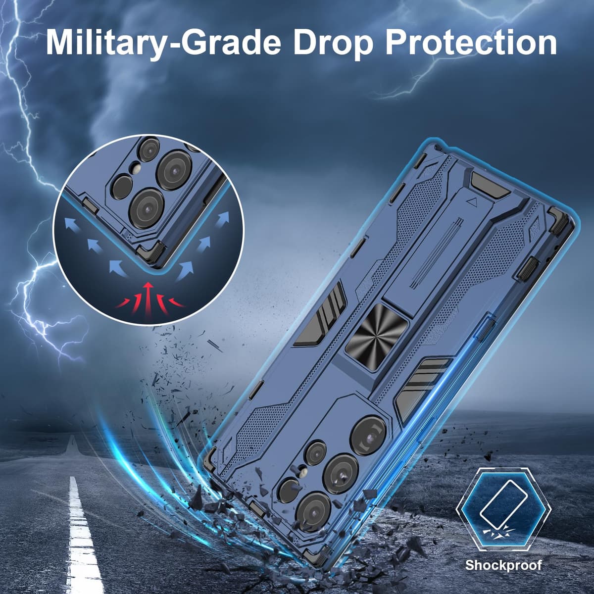 Funda para CMF Phone 2 Pro, Carcasa Antigolpes con Soporte anular metálico, Case Protectora de Grado Militar, Negro — view 453