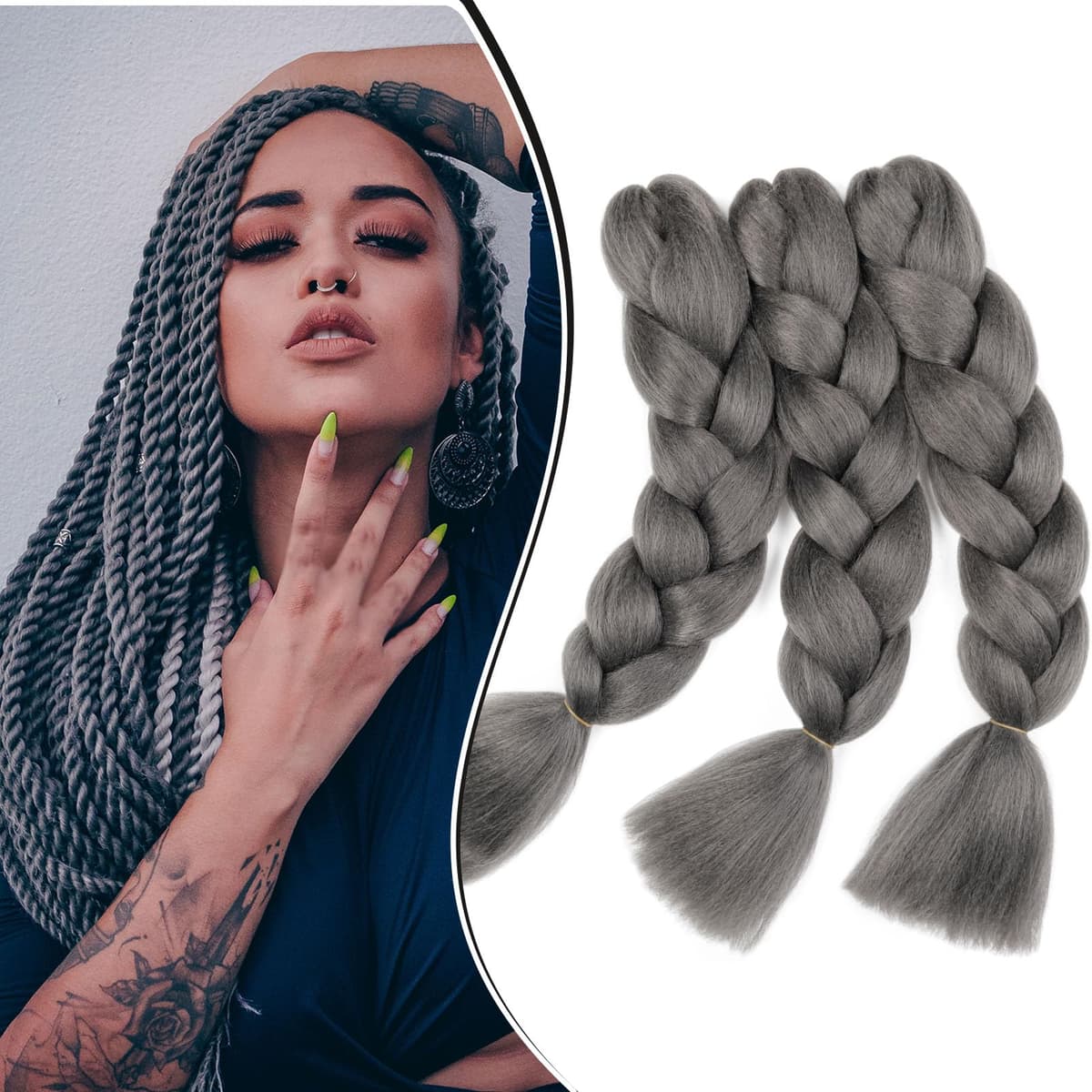 60cm Extensiones de Pelo Trenzas Africanas Castaño Oscuro Extensiones para Trenzas Africanas 1 pcs 100g Kanekalon Pelo para Trenzas Africanas Sintetico Extensiones de Trenzado Cabello Braiding — view 25