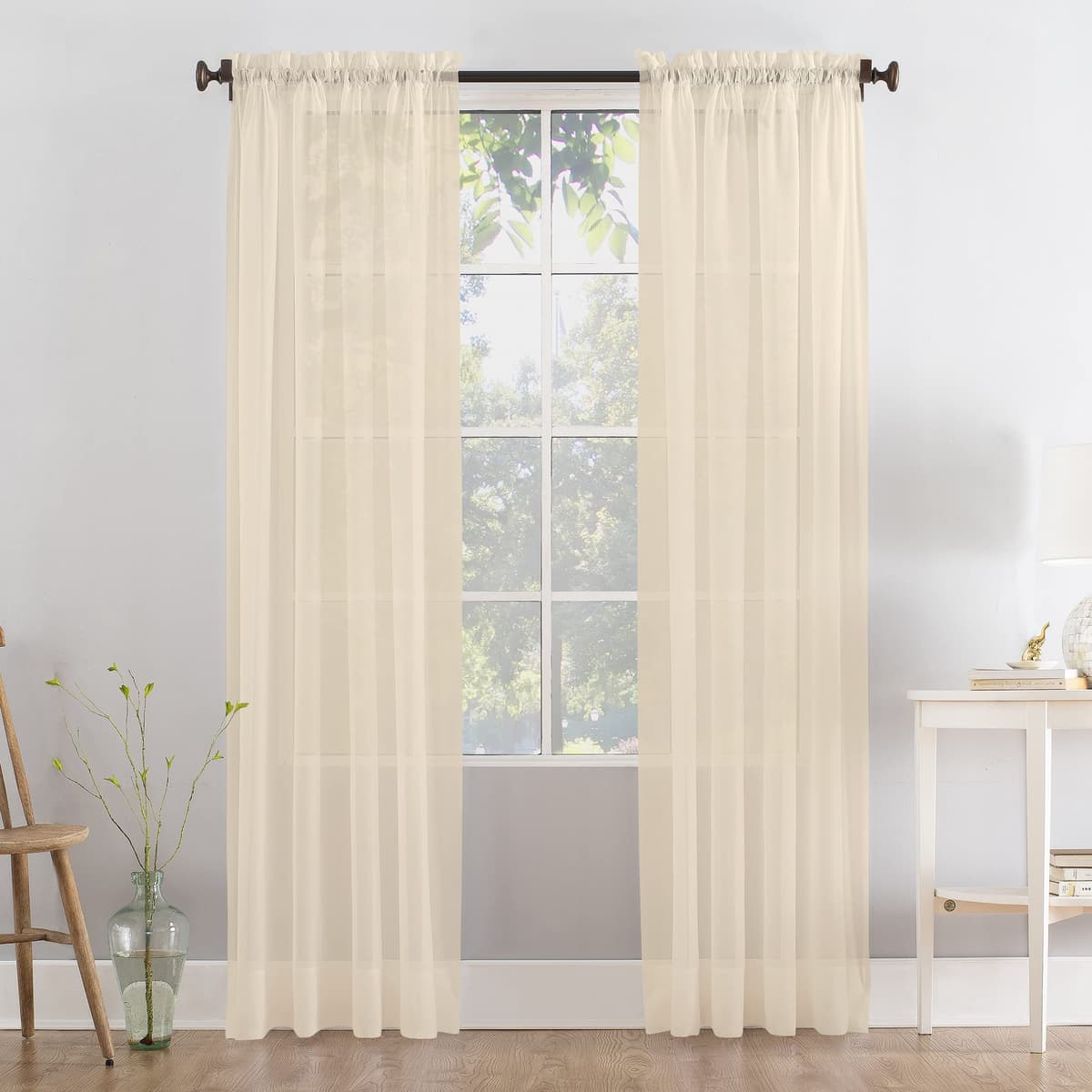 Megachest a pair of slot top voile curtains (Pure White, 56" wideX81 drop 2 Panels) — view 38