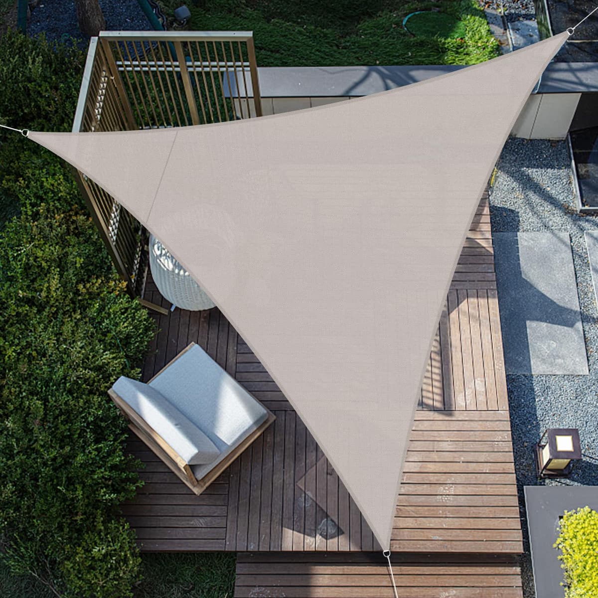 SUNNY GUARD Toldo Vela de Sombra Impermeable 3x3x3m Triangular a Prueba de Viento protección UV para Patio,Jardín, Exteriores, Terraza, Color Arena — view 33