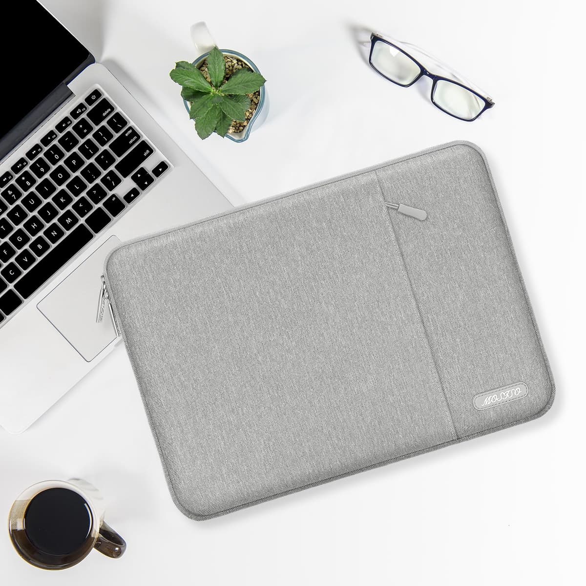MOSISO Laptop Case 13.3 inch, 13-13.3 inch Laptop Sleeve Compatible with MacBook Air/Pro 13/Pro 14 M5 M4 M3 M2 M1, HP Dell ASUS Lenovo,Polyester Vertical Computer Sleeve Bag with Pocket, Gray — view 5