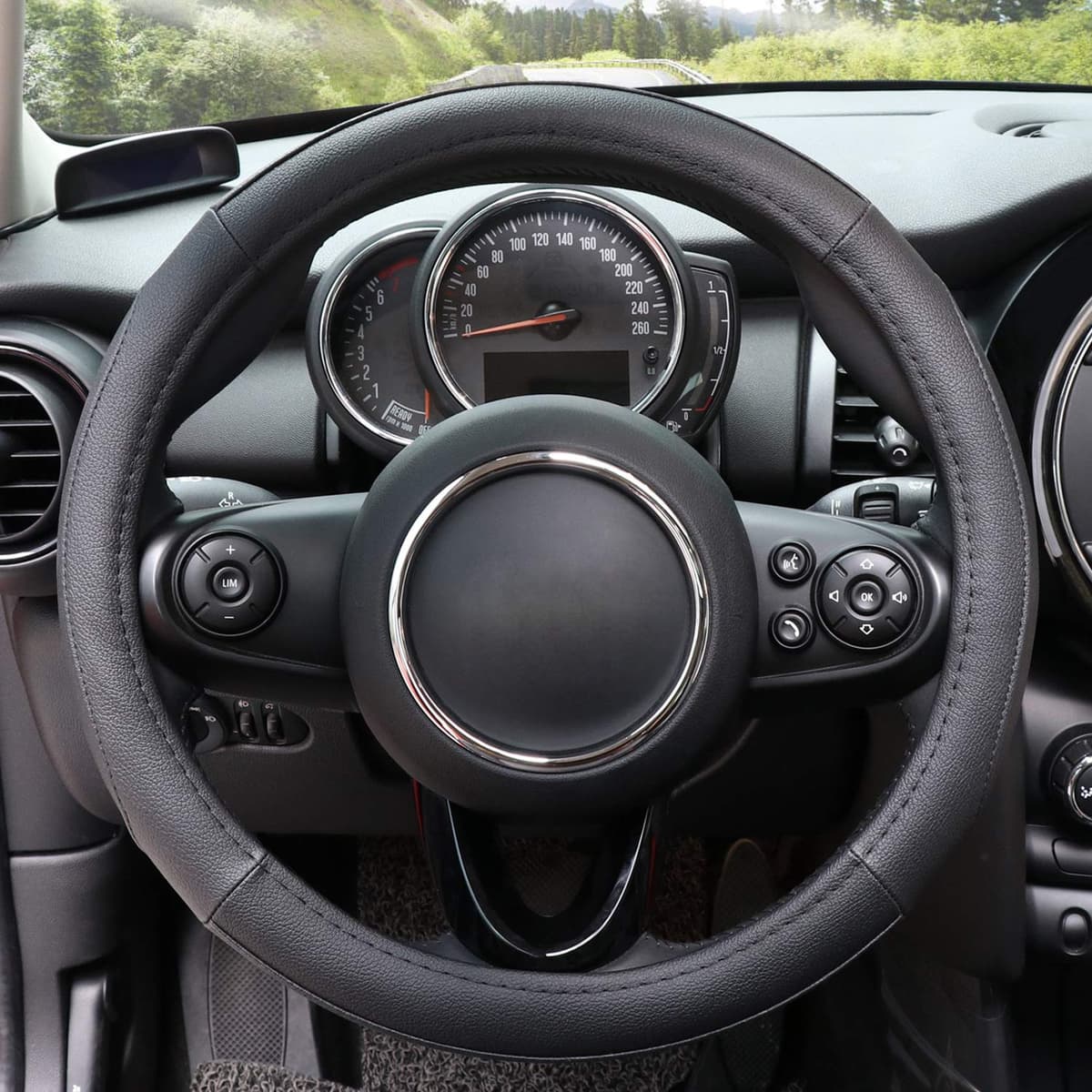 COFIT Microfiber Leather Steering Wheel Cover, Anti-slip Universal Protective Wrap, Car SUV Truck Interior Decor Accessories, Size S 35.5-36cm Black — view 2