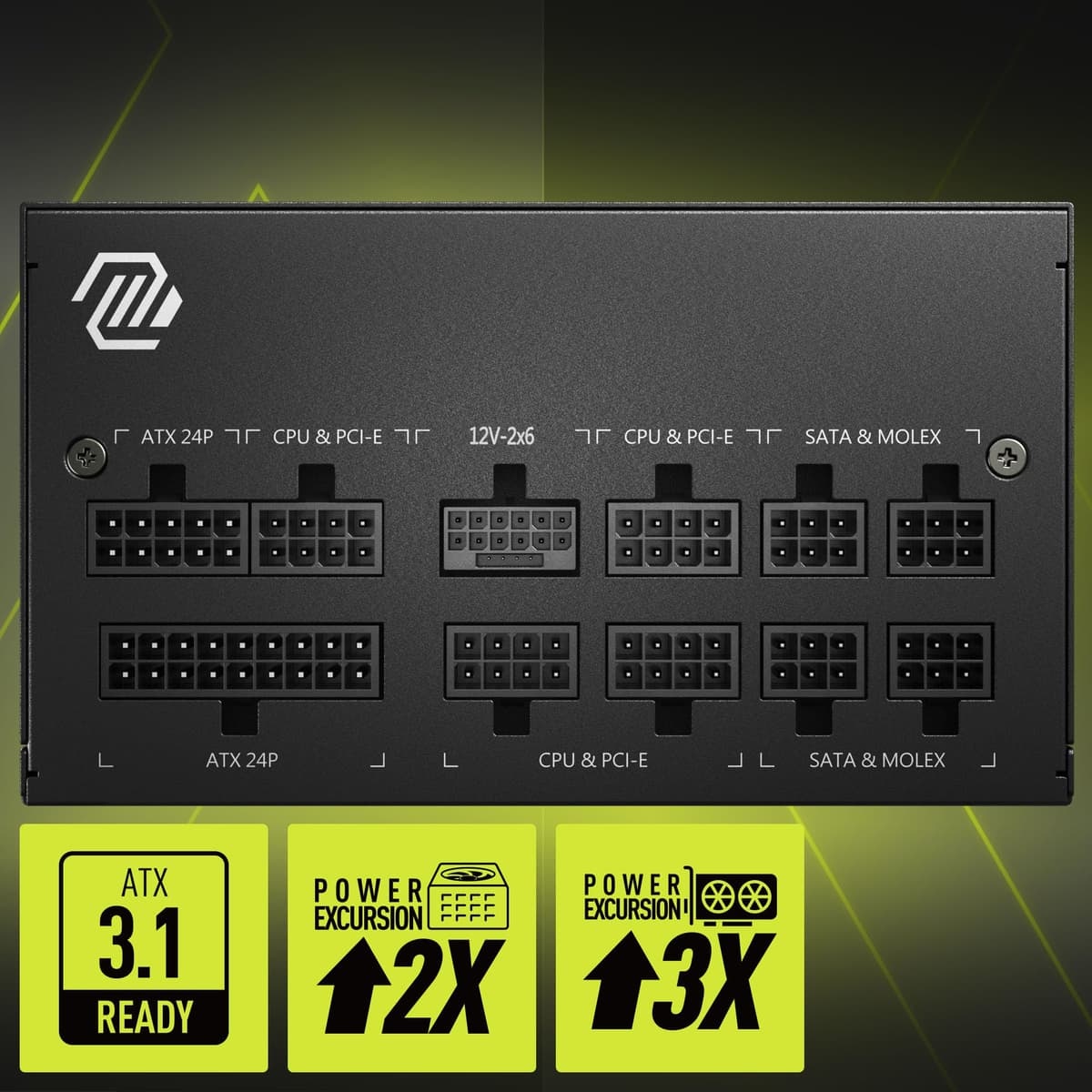 MSI MAG A750GL PCIE5 Power Supply Unit, 750W, 80 Plus Gold, Fully Modular, ATX 3.0, PCIe 5.0 GPU Support, 120mm FDB Fan, Full-Bridge LLC, Flat Black Cables - 7 Year Warranty — view 3
