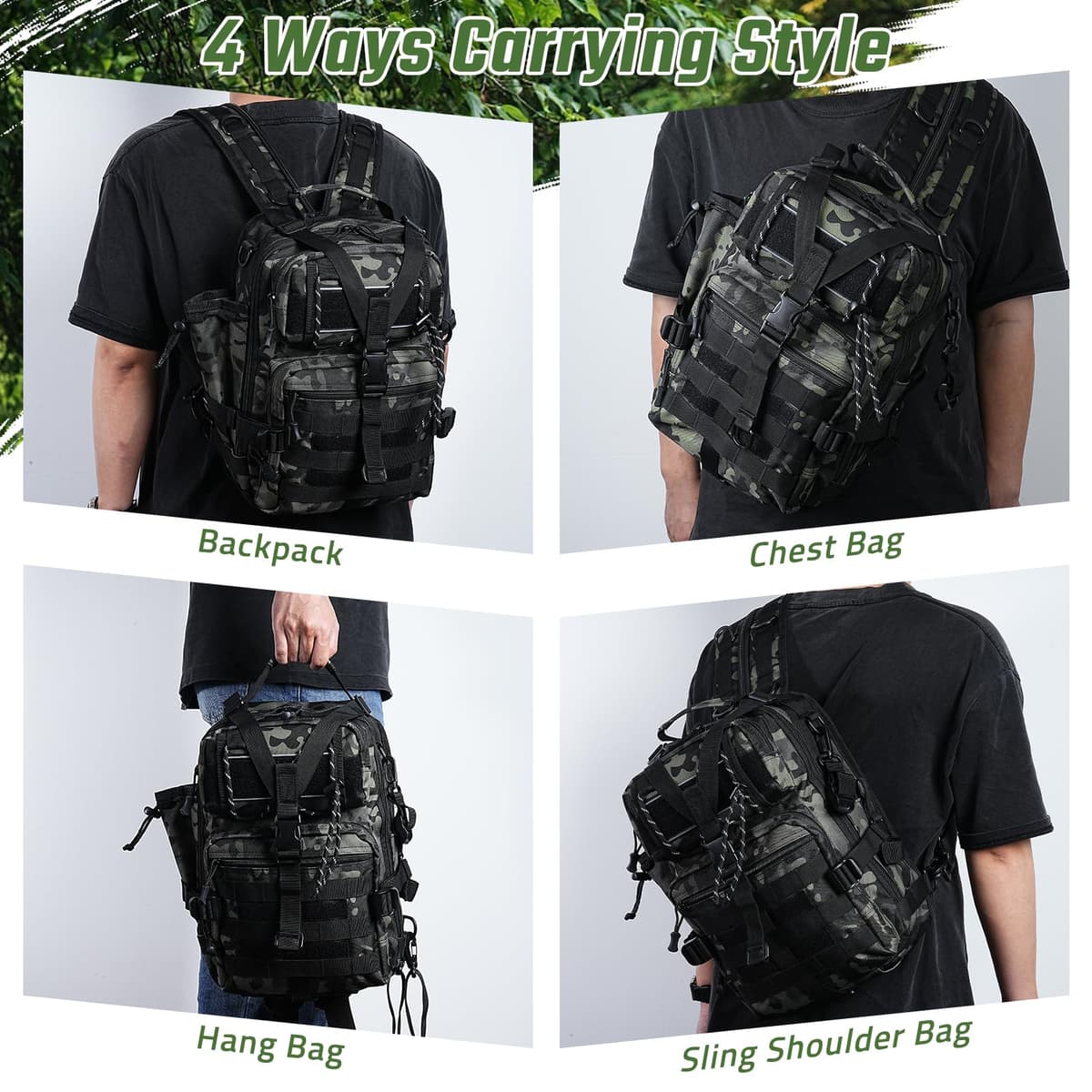 Mochila de Pesca, Mochila de Almacenamiento para Pesca Bolsa de Aparejos de Pesca Impermeable Bolsa de Pesca Mochila de Pesca Táctical Mochila Táctica Molle para Pesca Senderismo Caza — view 3