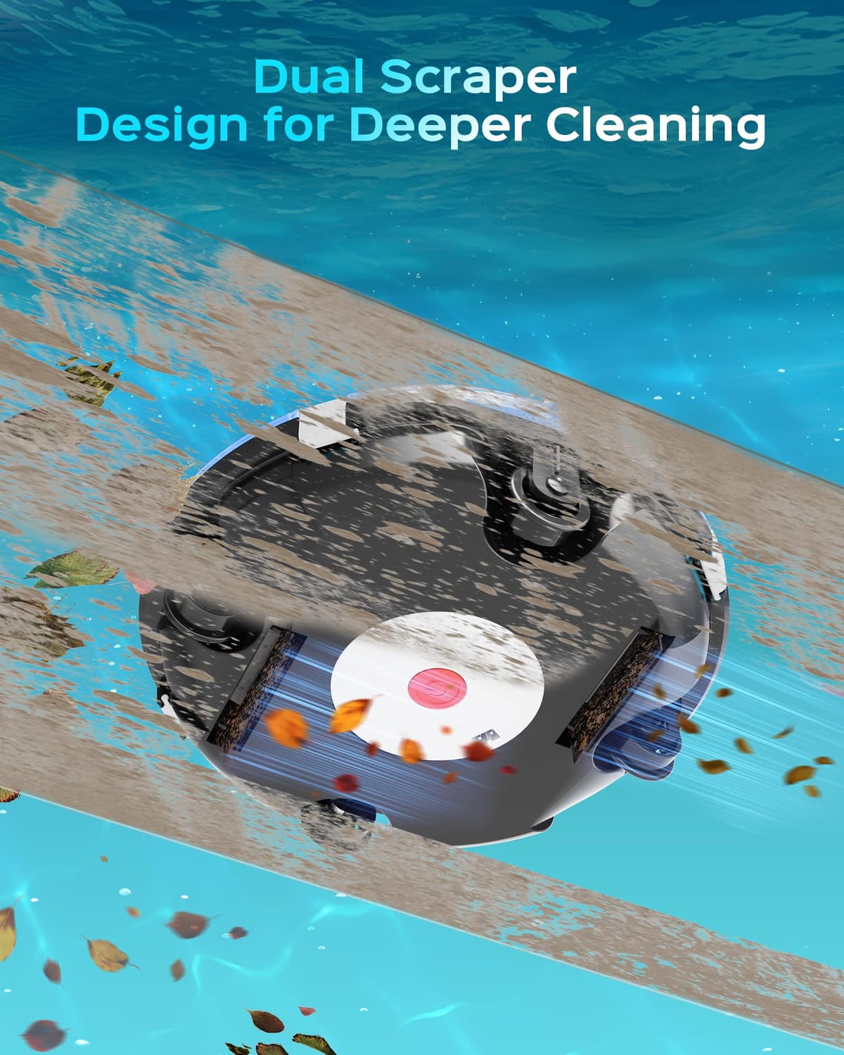 WINNY POOL CLEANER Winny 200 Limpiafondos Piscina, Inalámbrico Robot Limpiafondos Piscina, 75Min Autonomía, Piscinas Desmontables 60m², Doble Filtración, Estacionamiento Auto(Azul Oscuro Negro) — view 3