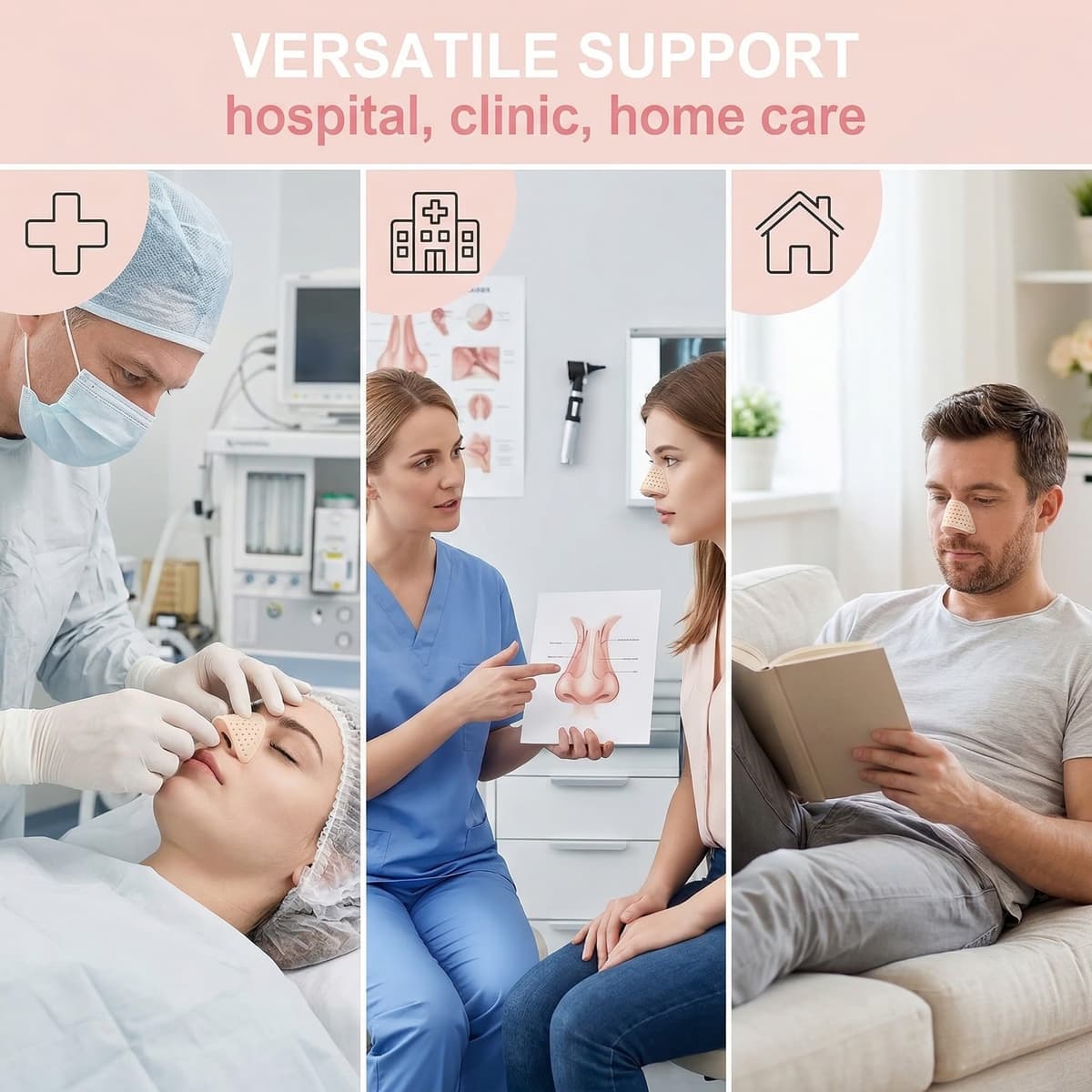 Pack de 2 Férulas Nasales Termoplásticas para Rinoplastia, Férula de Inmovilización Nasal Trapezoide Moldeable, Soporte de Nariz para Recuperación de Fracturas y Cirugía Estética, Color Piel — view 5