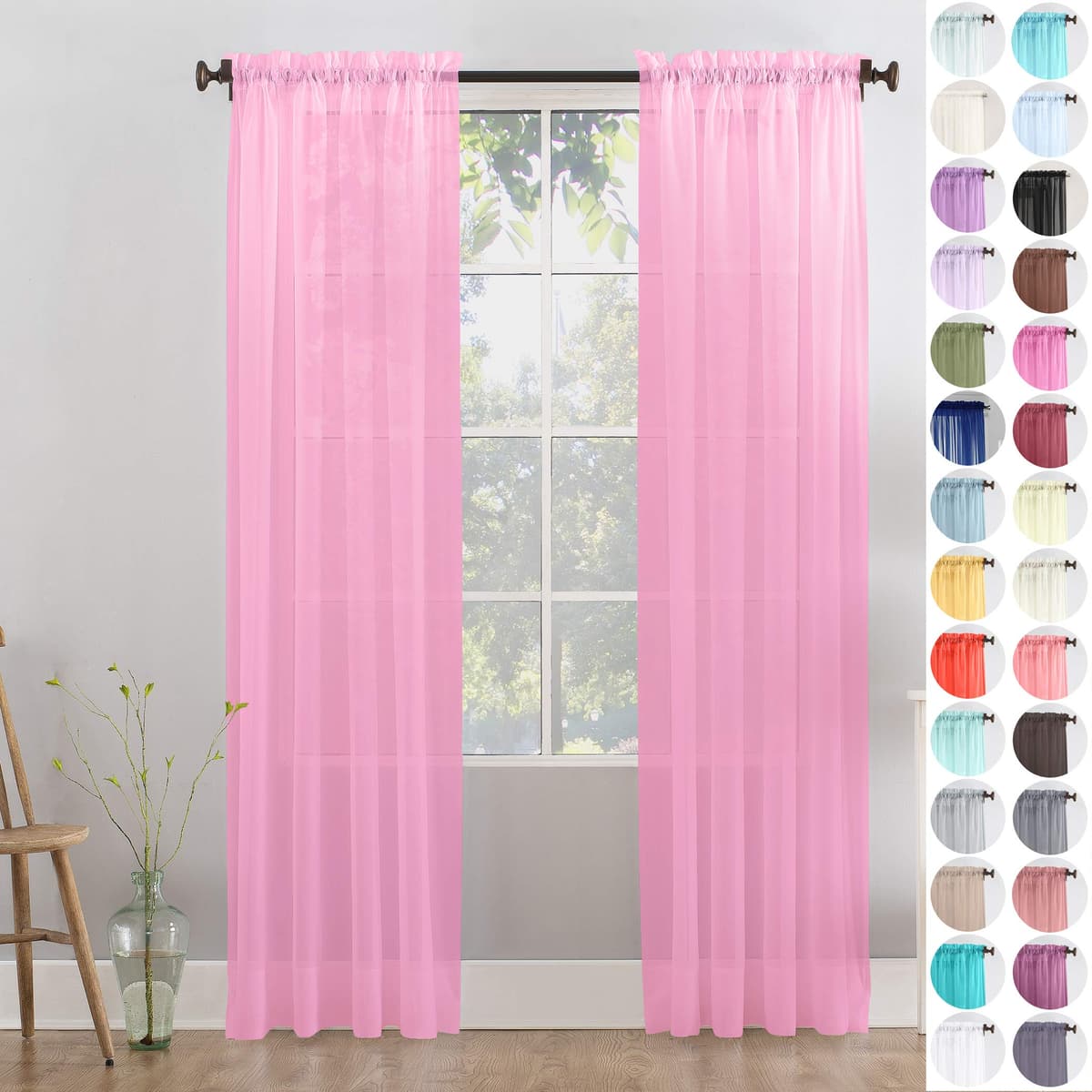 Megachest a pair of slot top voile curtains (Pure White, 56" wideX81 drop 2 Panels) — view 58