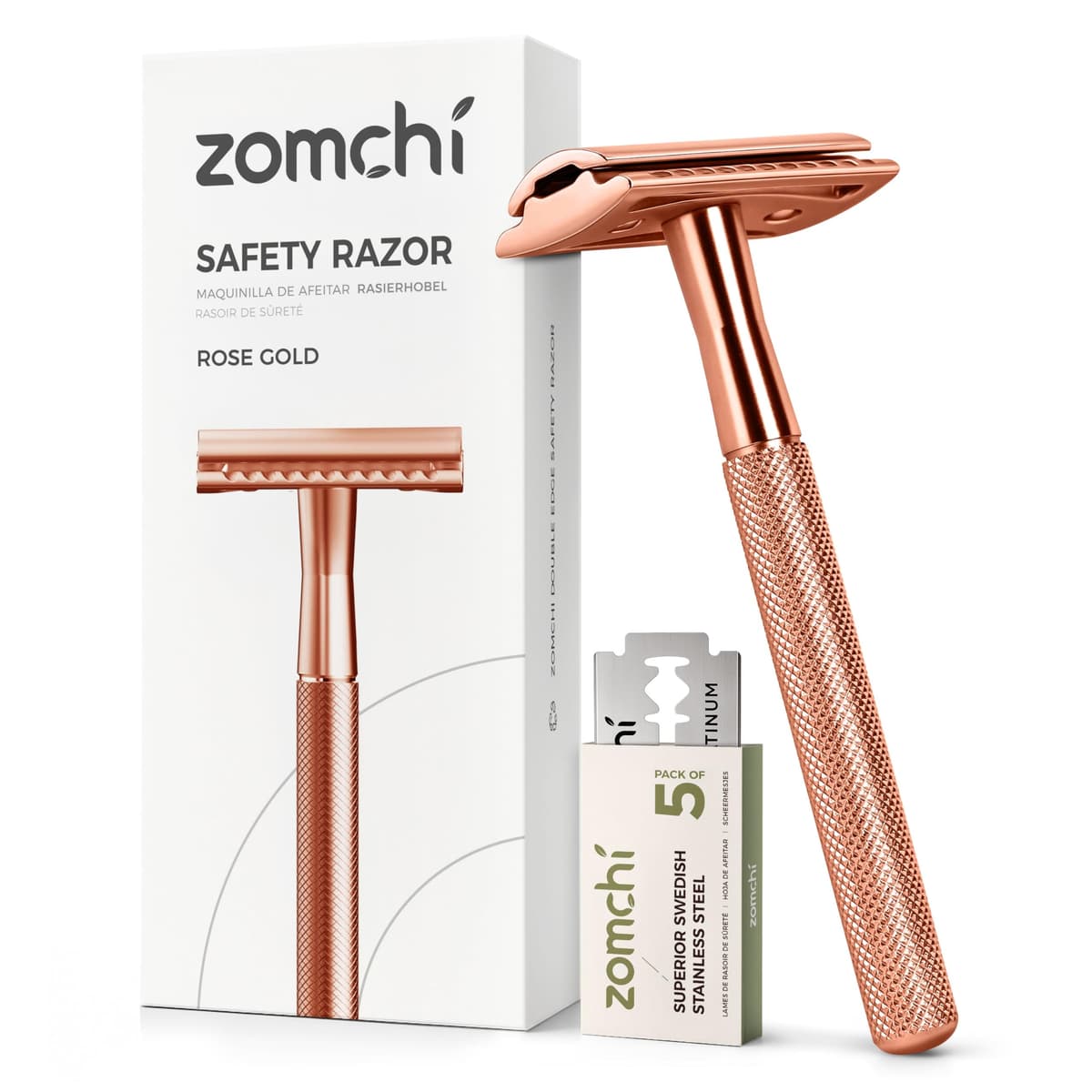 Maquinilla de afeitar de seguridad de doble filo con soporte en plata, maquinilla de afeitar clásica para hombre con 10 cuchillas, construcción de acero inoxidable duradera y duradera — view 14