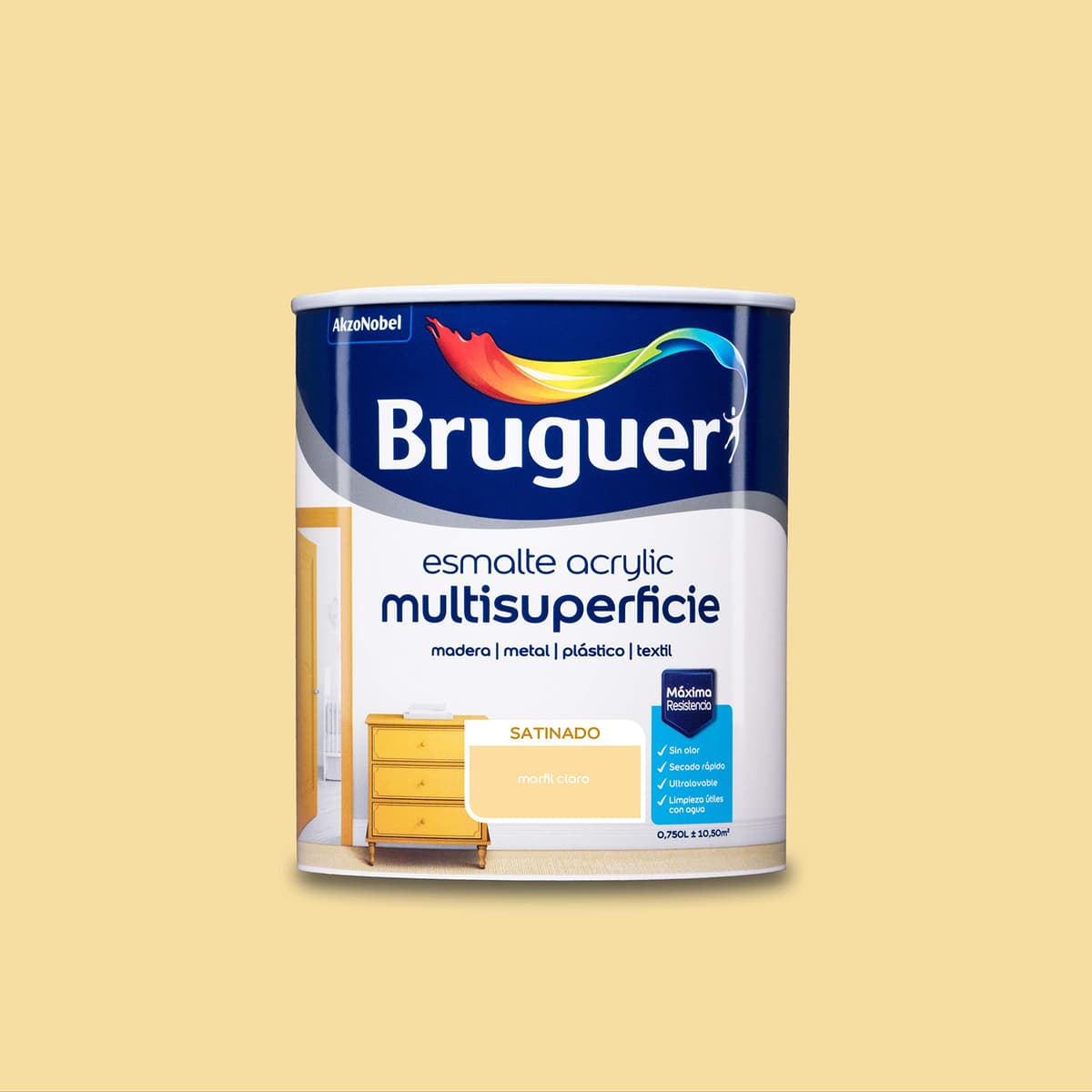 Bruguer Acrylic Multisuperficie Esmalte al agua Satinado - Pintura 750 mL, Blanco Permanente — view 84