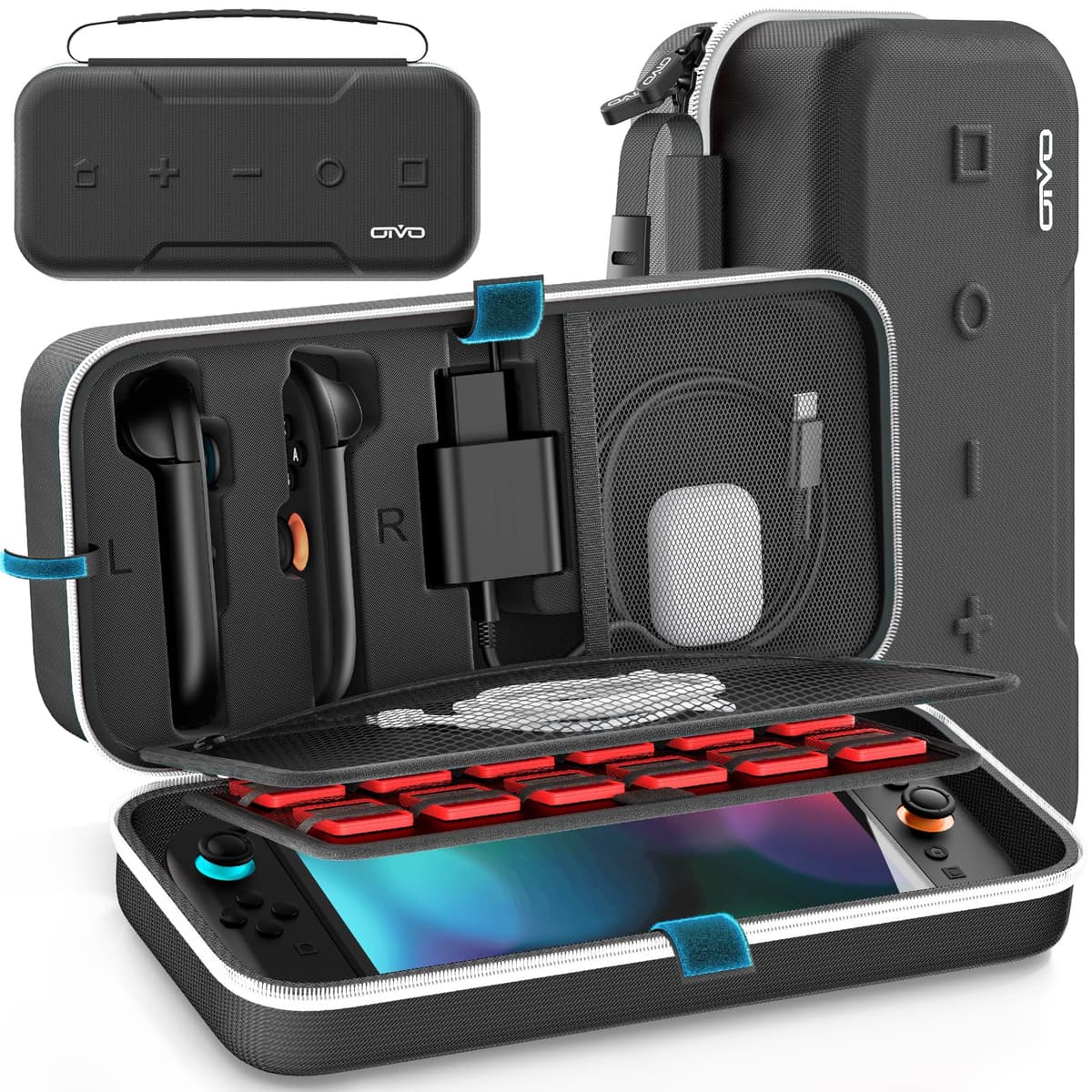Funda para Nintendo Switch 2025, Bolsa de Transporte para Switch 2 para Joy-Con 2 y Consola, Funda de Viaje para Switch 2 para 24 Tarjetas de Juego y Accesorios, Organizador Cable y Adaptador-Negro — view 13